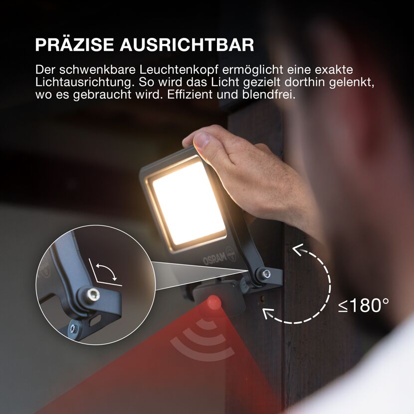 LED-Arbeitsleuchte 'Endura Flood Sensor PCR' 30 W 3000 lm Warmweiß IP 44