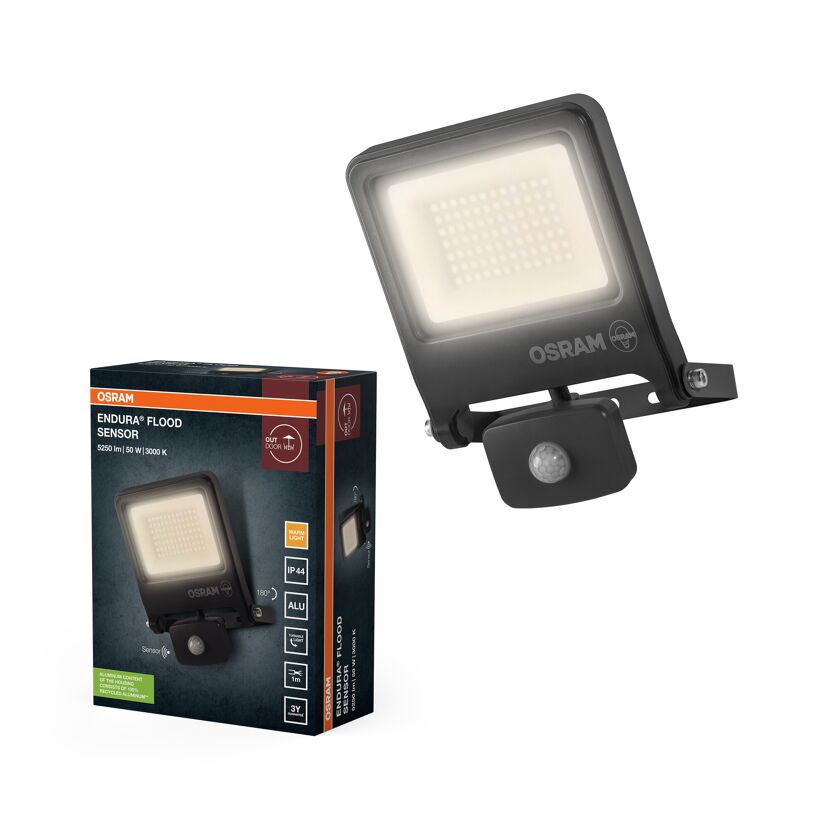 LED-Arbeitsleuchte 'Endura Flood Sensor PCR' 50 W 5000 lm Warmweiß IP 44