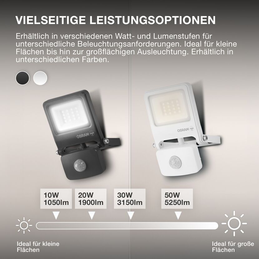 LED-Arbeitsleuchte 'Endura Flood Sensor PCR' 50 W 5000 lm Warmweiß IP 44