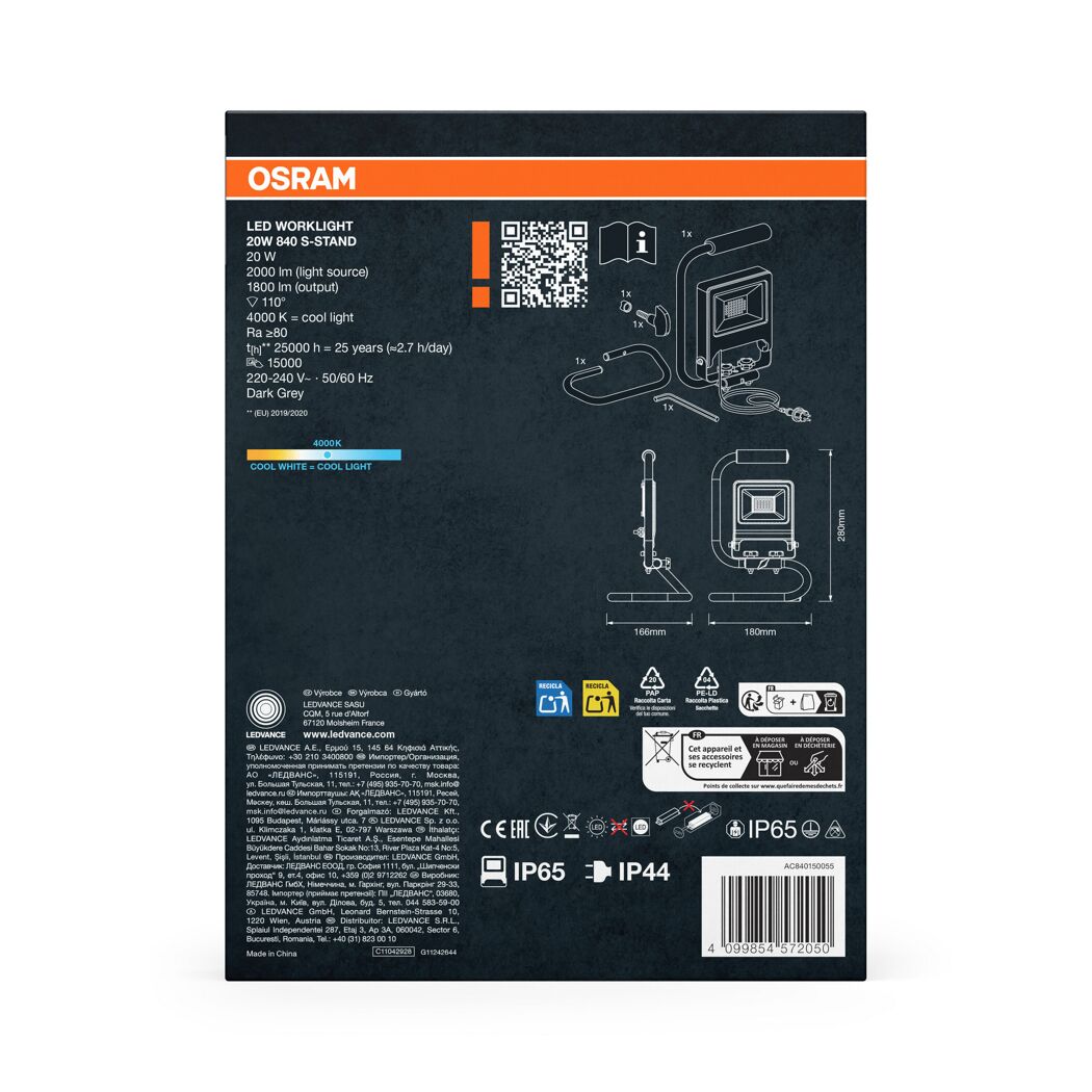 LED-Arbeitsleuchte 'Worklights S-STAND' 20 W 1800 lm Neutralweiß IP 65