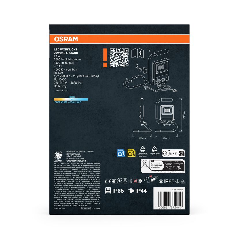 LED-Arbeitsleuchte 'Worklights S-STAND' 20 W 1800 lm Neutralweiß IP 65
