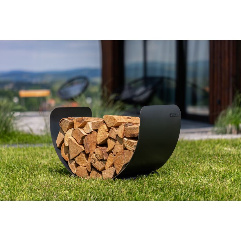 Kaminholzregal 'Turyn 70' Stahl schwarz halbrund 70 x 36 x 45 cm