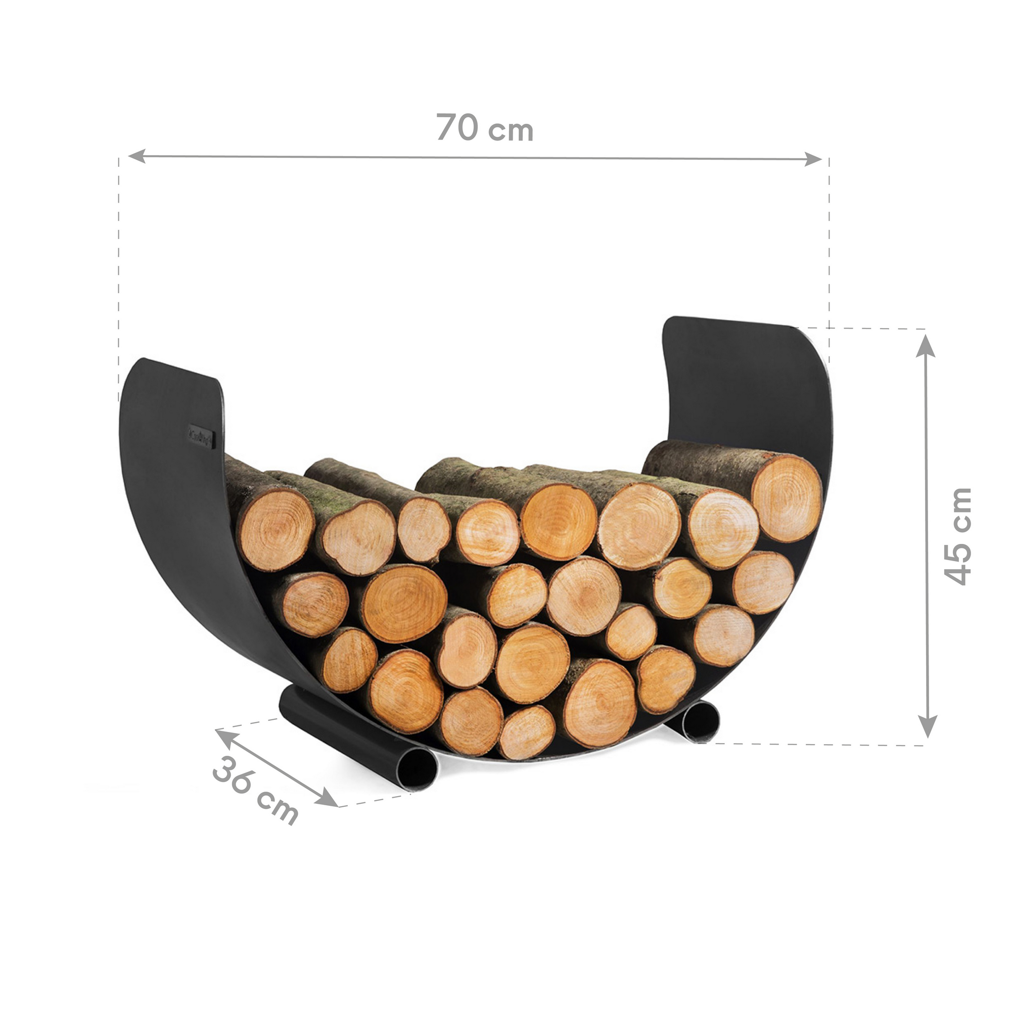 Kaminholzregal 'Turyn 70' Stahl schwarz halbrund 70 x 36 x 45 cm