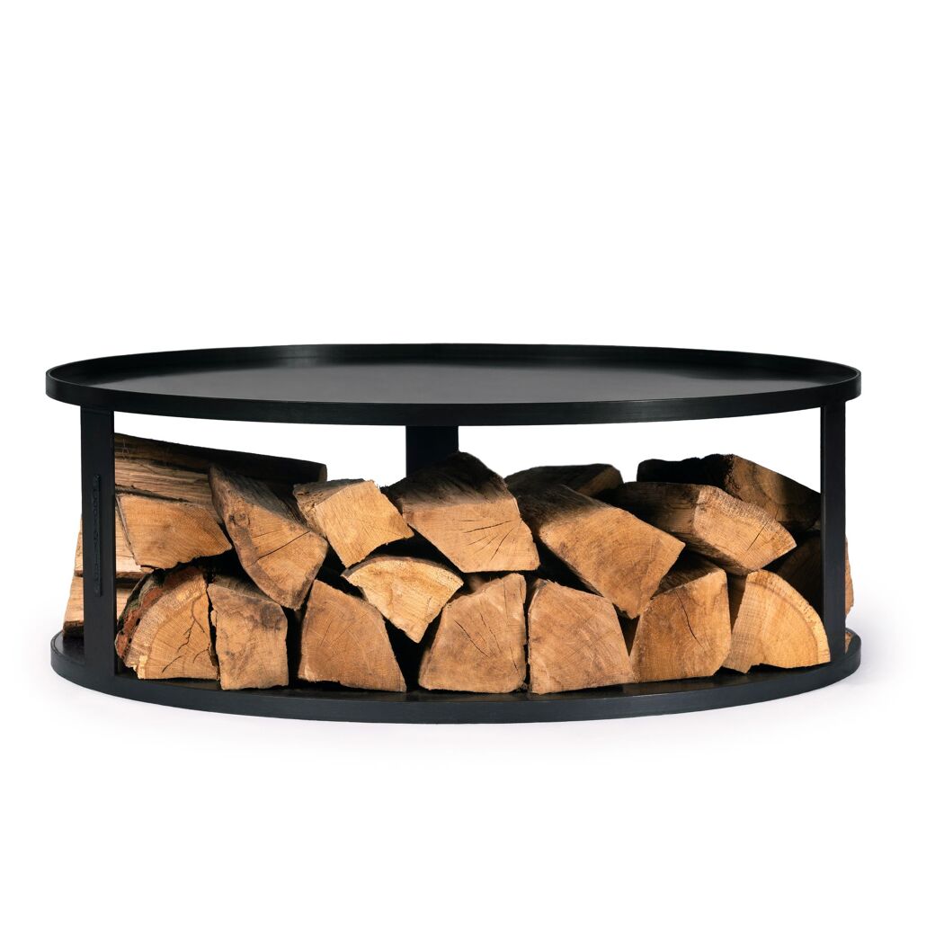 Feuerschalenbasis mit Holzlager Stahl schwarz Ø 82 x 30 cm