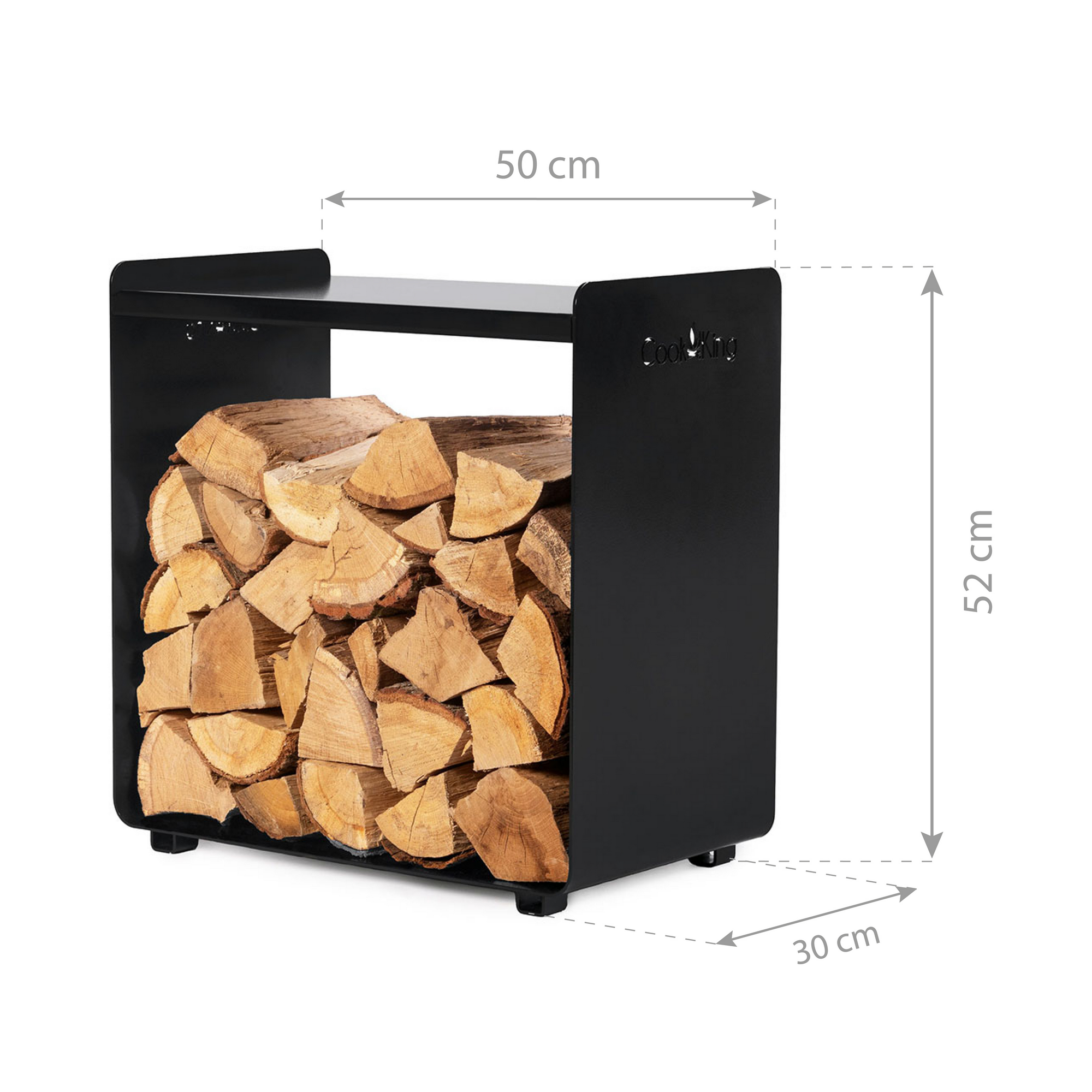 Kaminholzregal 'Fuego 50' Stahl schwarz 50 x 30 x 52 cm