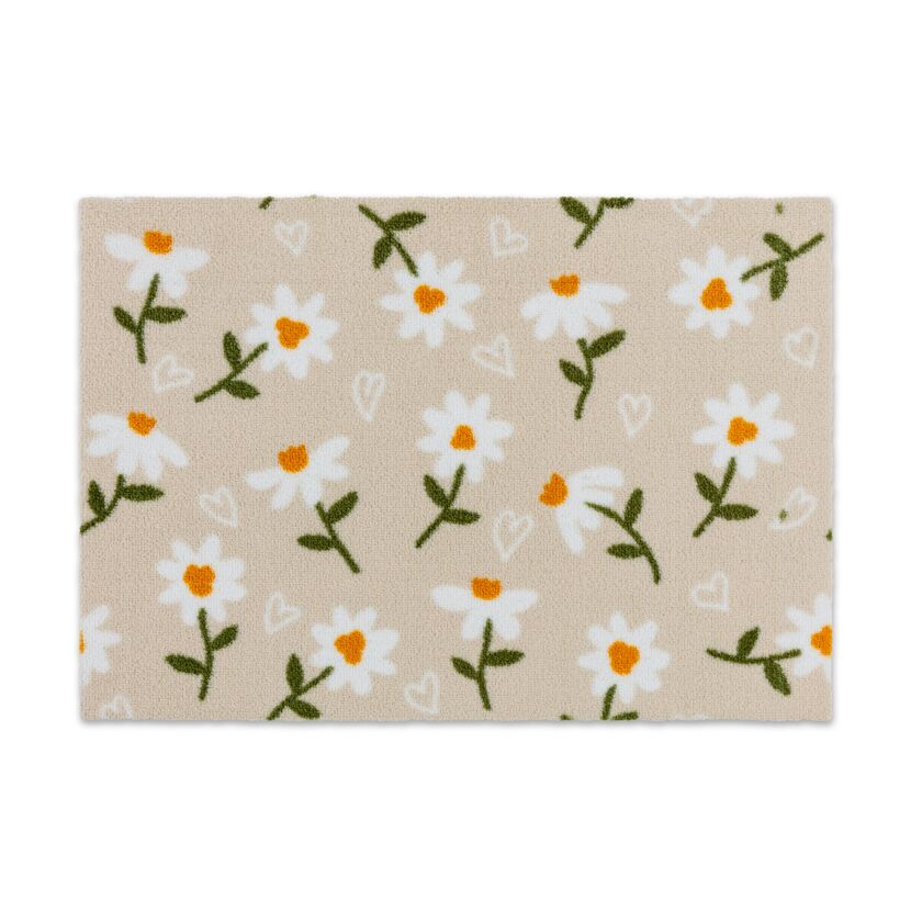 Fussmatte 'Miabella' 50 x 70 cm Gänseblümchen beige