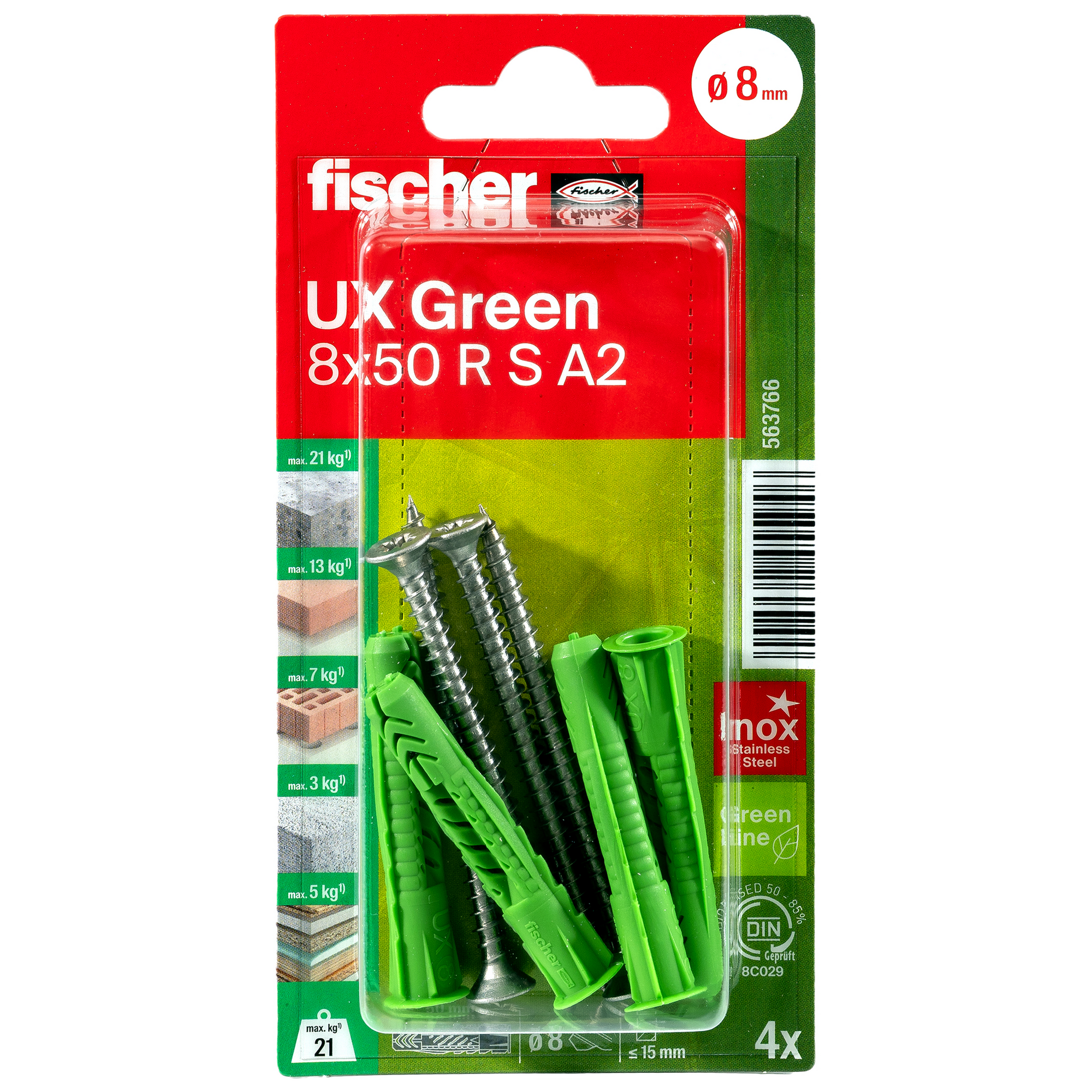 Dübelset 'UX Green' Ø 8 x 50 mm R S 4 Stück