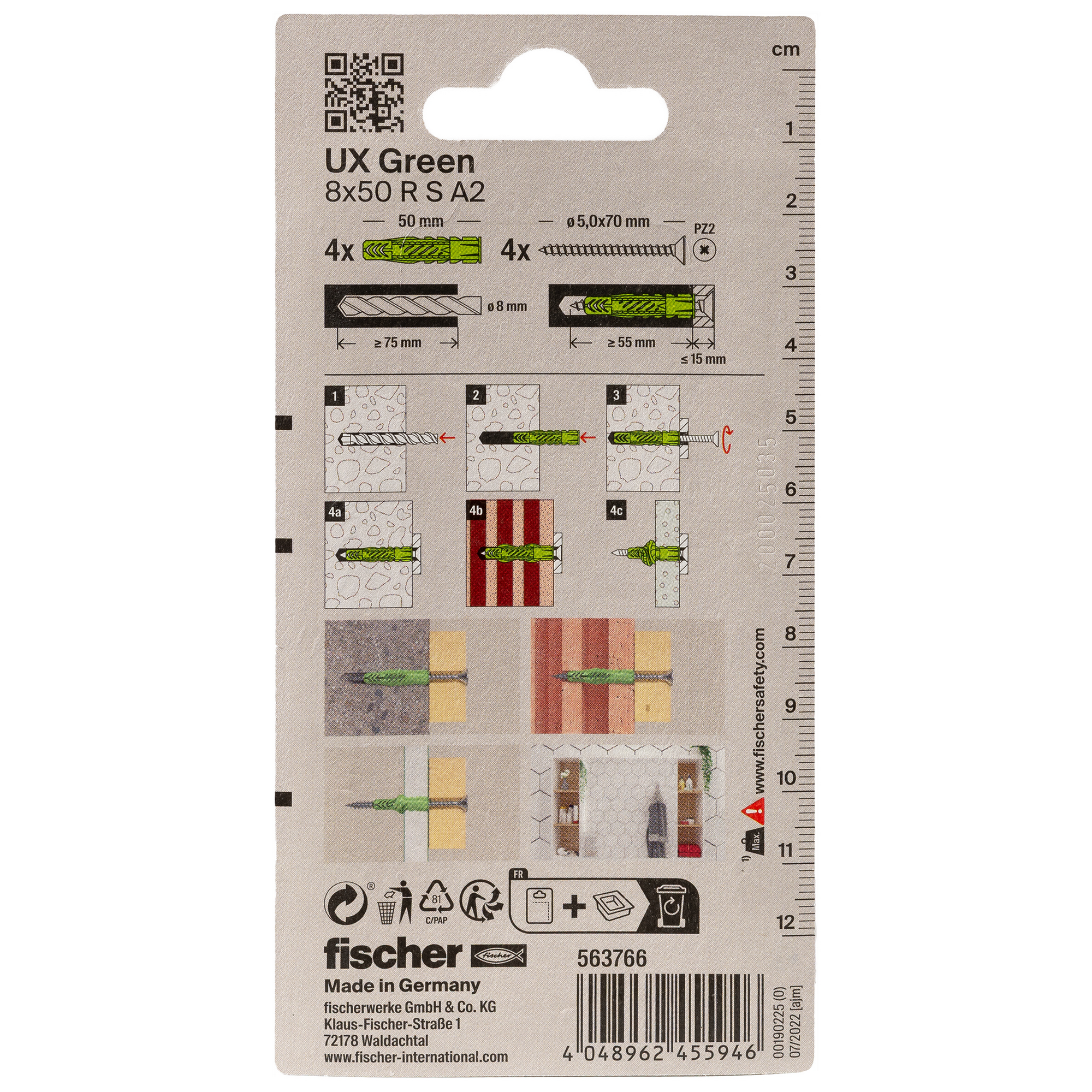 Dübelset 'UX Green' Ø 8 x 50 mm R S 4 Stück