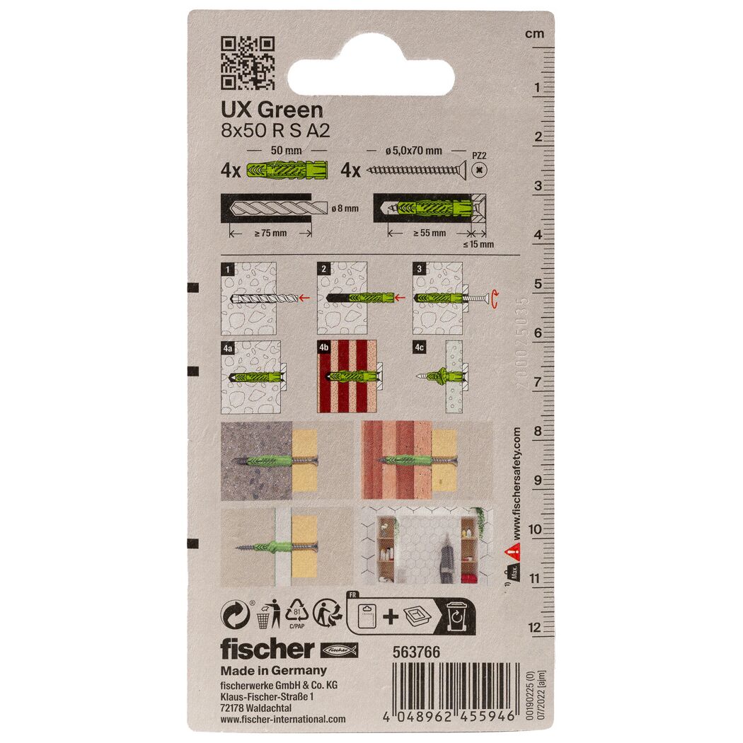 Dübelset 'UX Green' Ø 8 x 50 mm R S 4 Stück