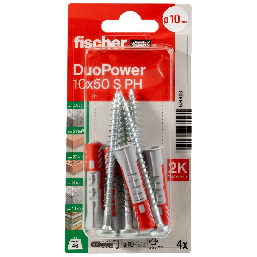 Dübelset 'DuoPower' Ø 10 x 50 mm 4 Stück