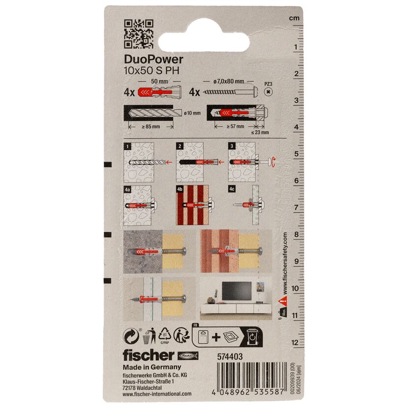 Dübelset 'DuoPower' Ø 10 x 50 mm 4 Stück