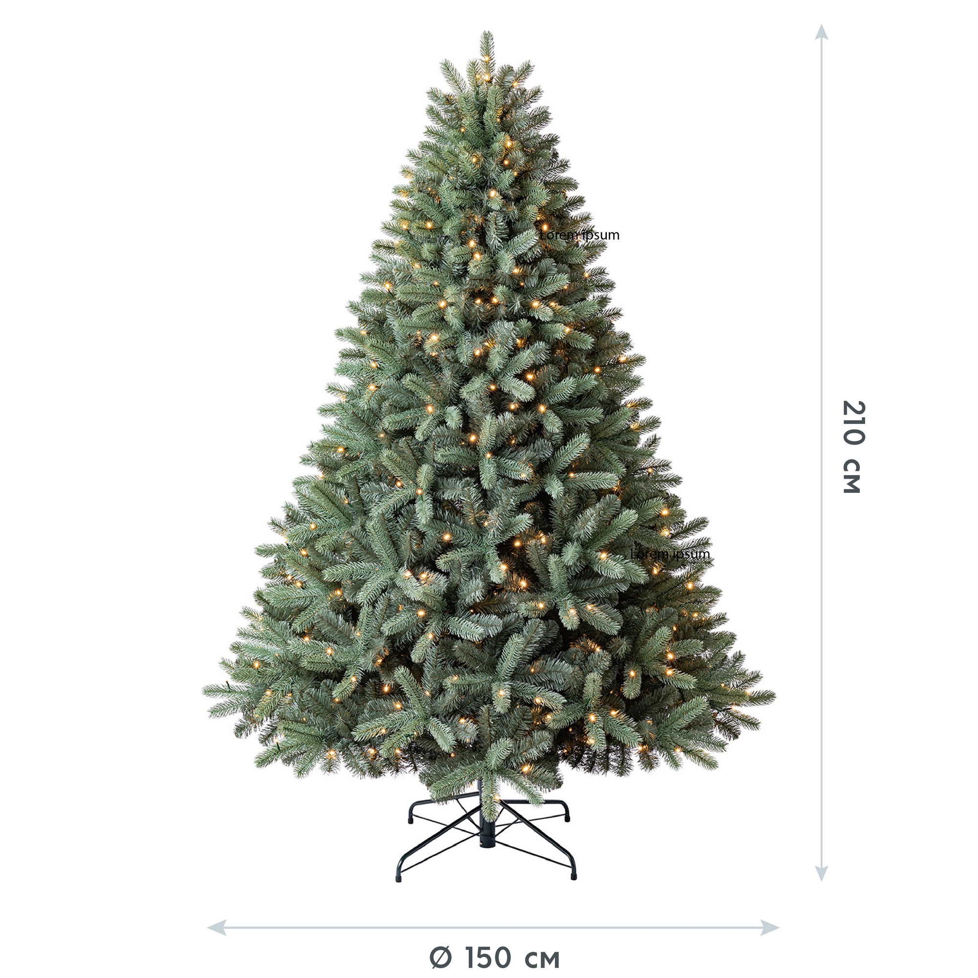 Künstlicher Weihnachtsbaum 'Vermont' Fichte mit 500 LEDs in warmweiß, Ständer Ø 150 x 210 cm