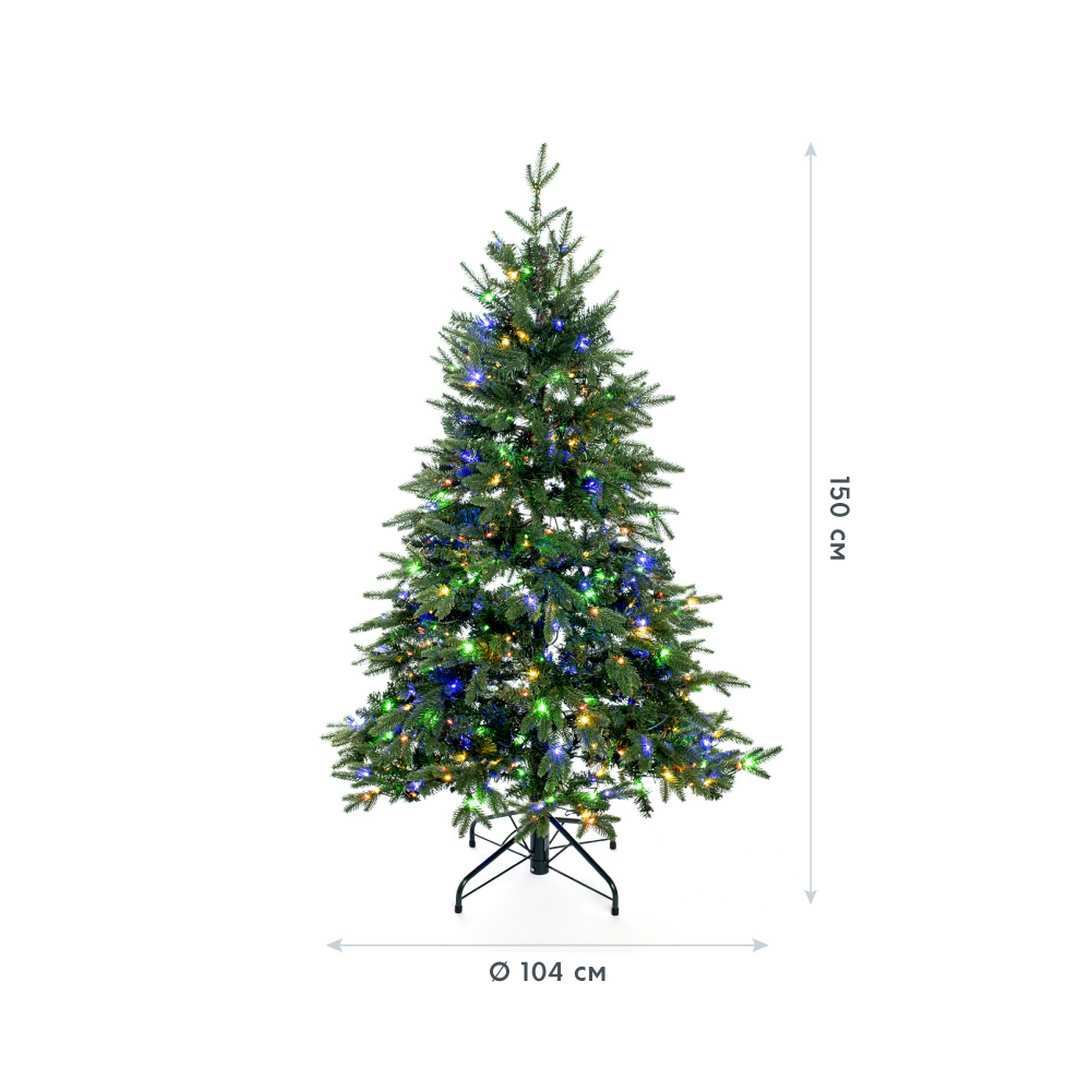 Künstlicher Weihnachtsbaum 'Sherwood' Fichte mit 450 LEDs in warmweiß/bunt, Fernbedienung, Ständer Ø 104 x 150 cm