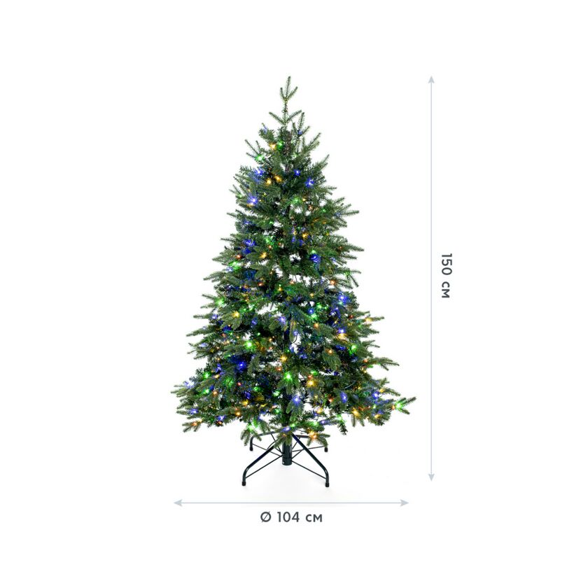 Künstlicher Weihnachtsbaum 'Sherwood' Fichte mit 450 LEDs in warmweiß/bunt, Fernbedienung, Ständer Ø 104 x 150 cm