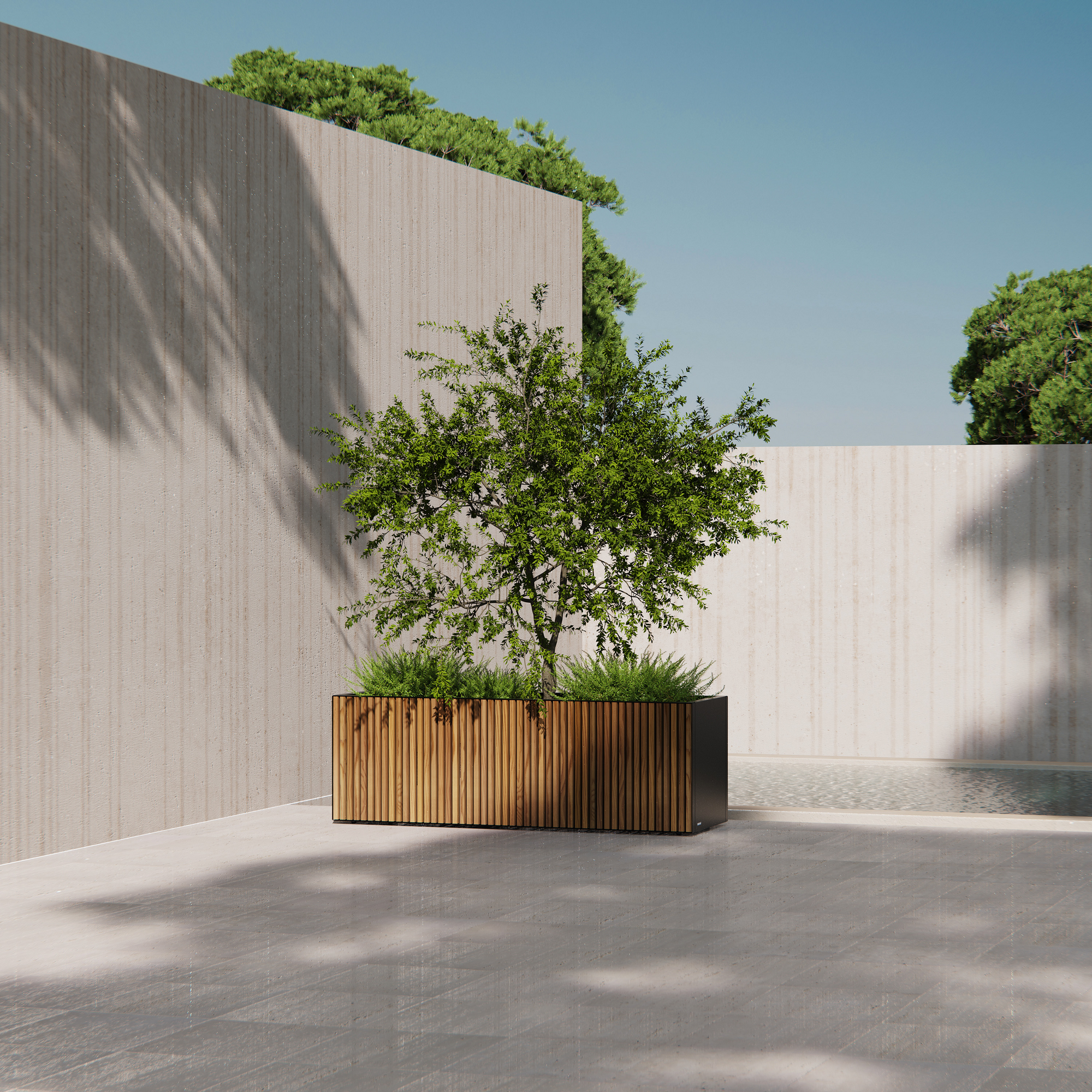 Pflanzkübel 'Deco Planter L' holzfarben/schwarz 150 x 50 x 50 cm