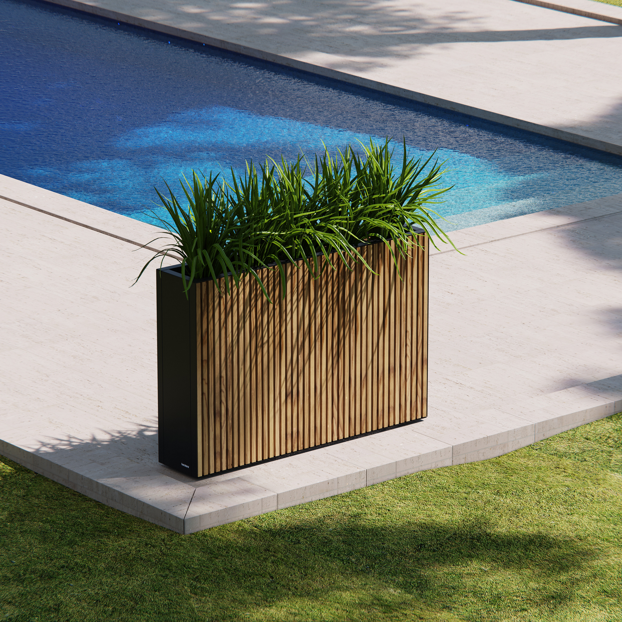 Pflanzkübel 'Deco Planter Divider' holzfarben/schwarz 120 x 25 x 80 cm