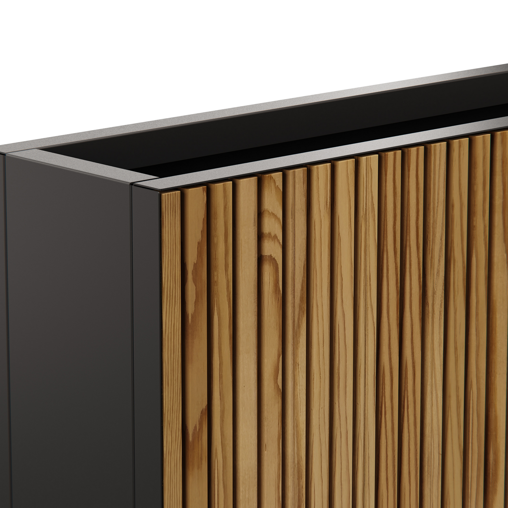 Pflanzkübel 'Deco Planter Divider' holzfarben/schwarz 120 x 25 x 80 cm