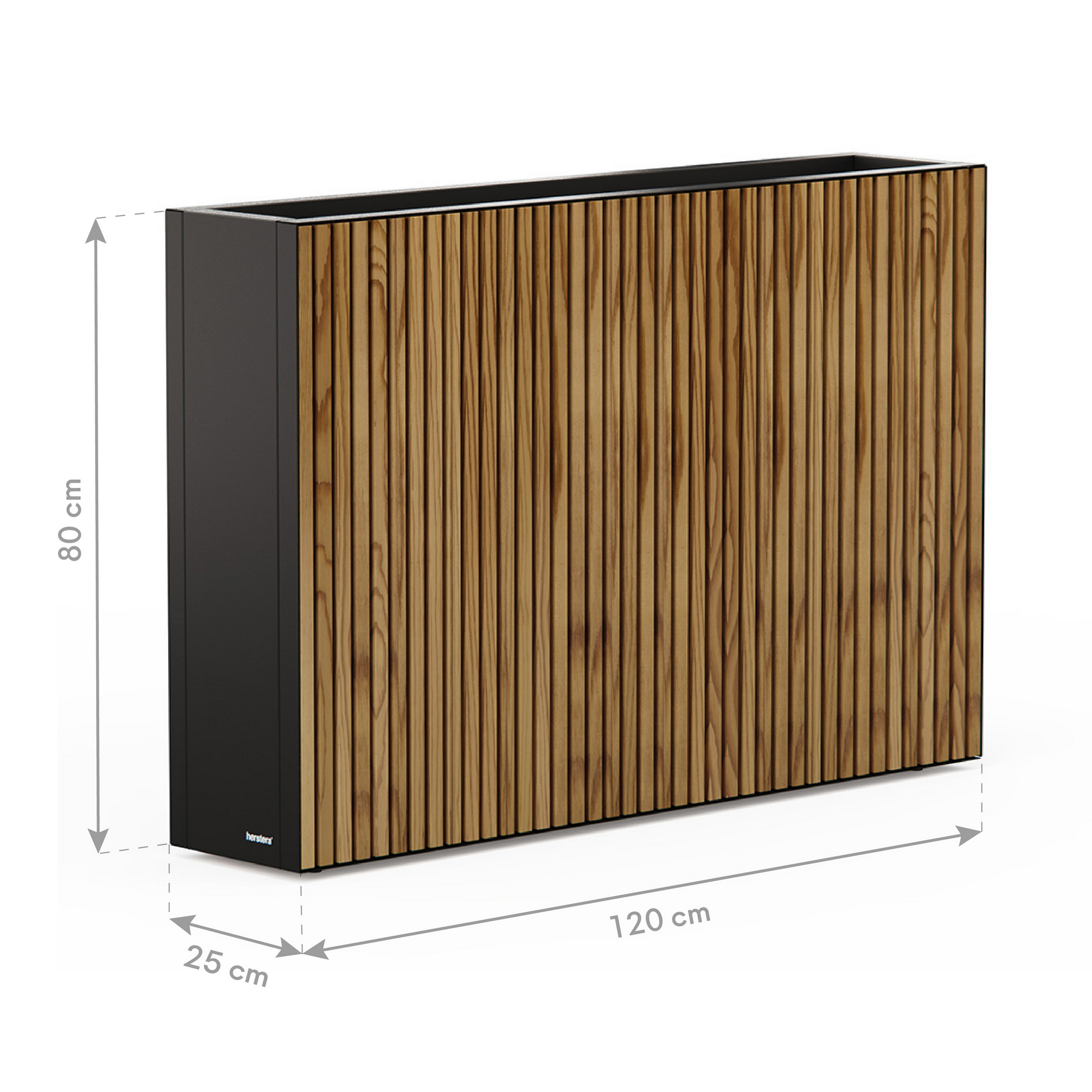 Pflanzkübel 'Deco Planter Divider' holzfarben/schwarz 120 x 25 x 80 cm