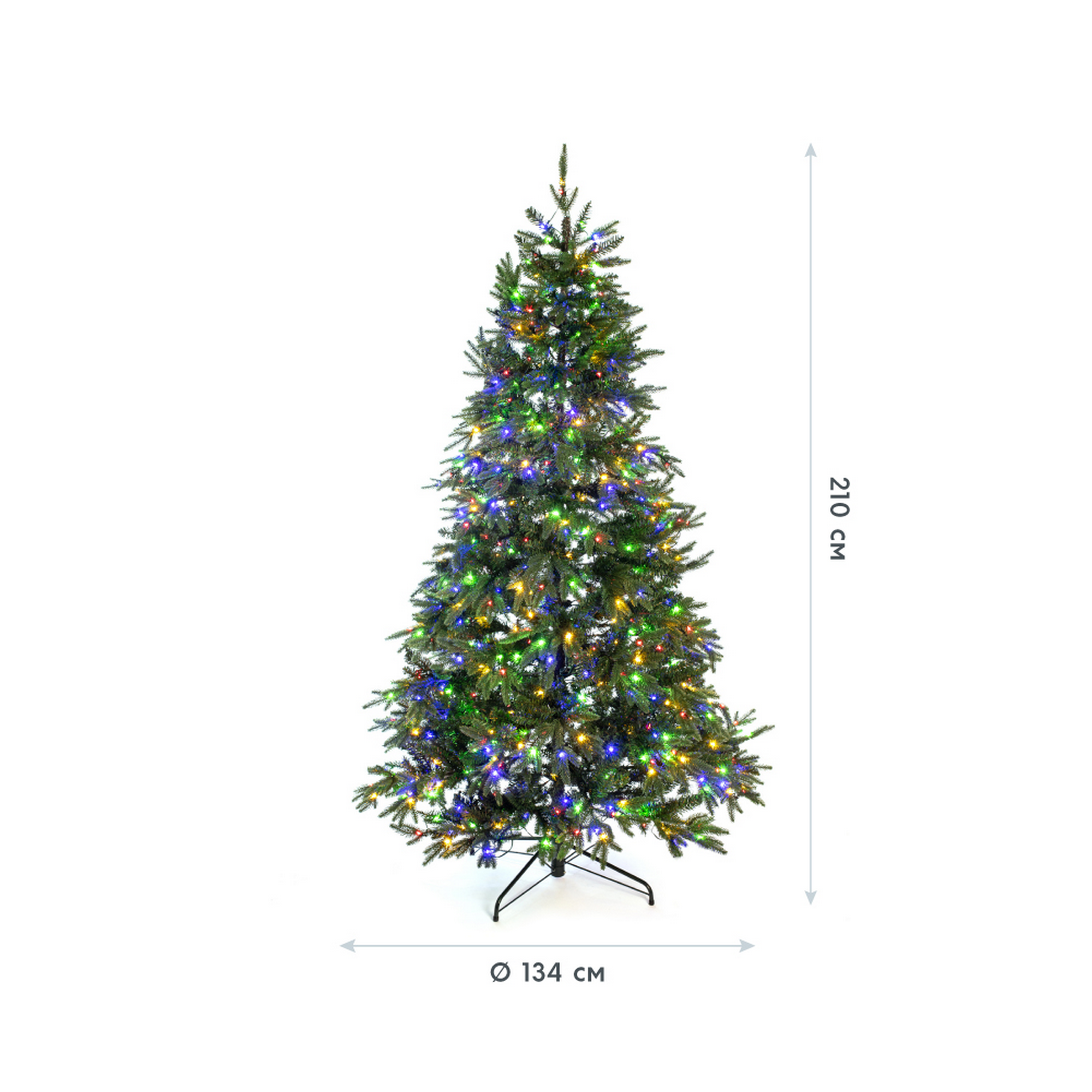 Künstlicher Weihnachtsbaum 'Sherwood' Fichte mit 800 LEDs in warmweiß/bunt, Fernbedienung, Ständer Ø 134 x 210 cm