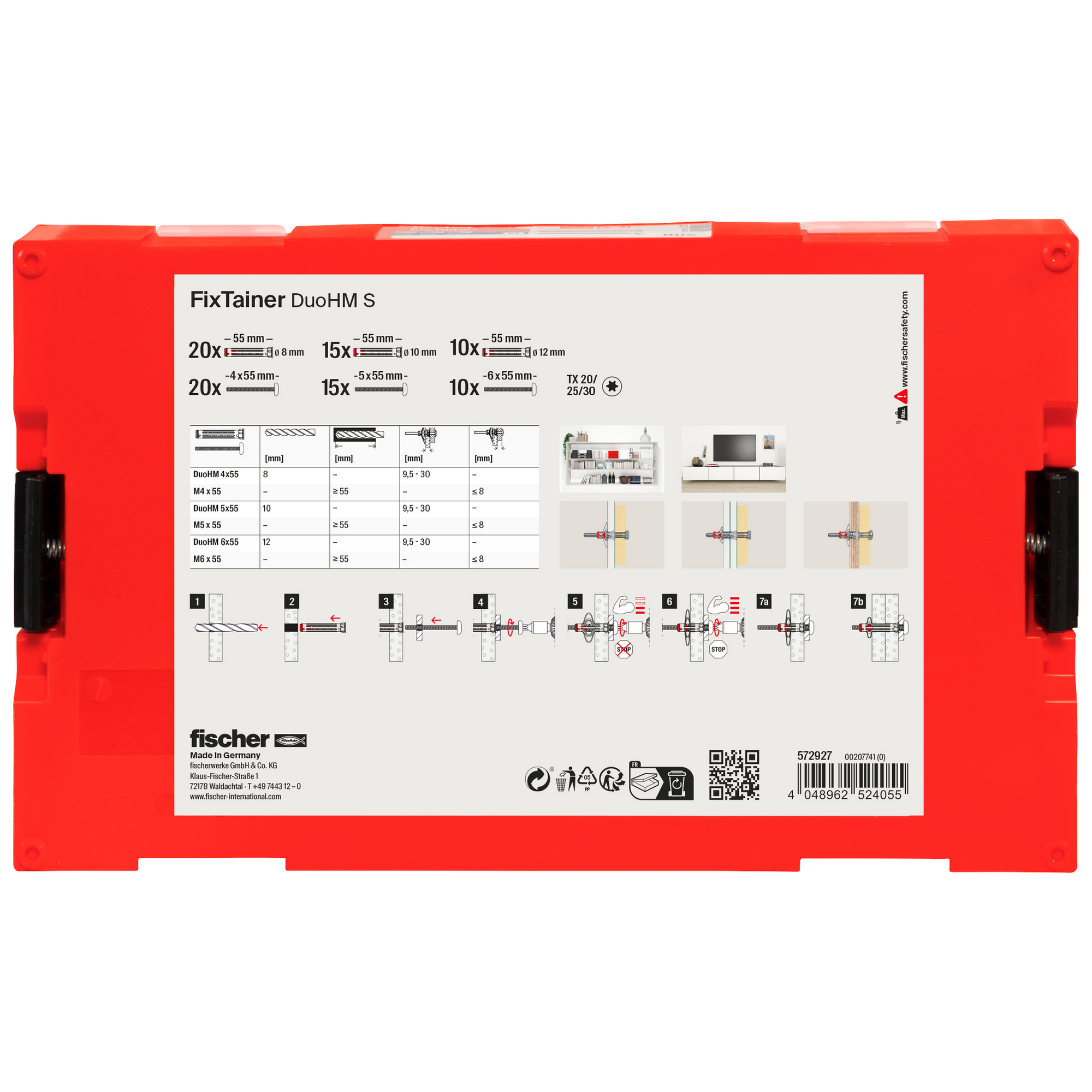 Hohlraumdübelset 'FixTainer' DuoHM TX 90-teilig