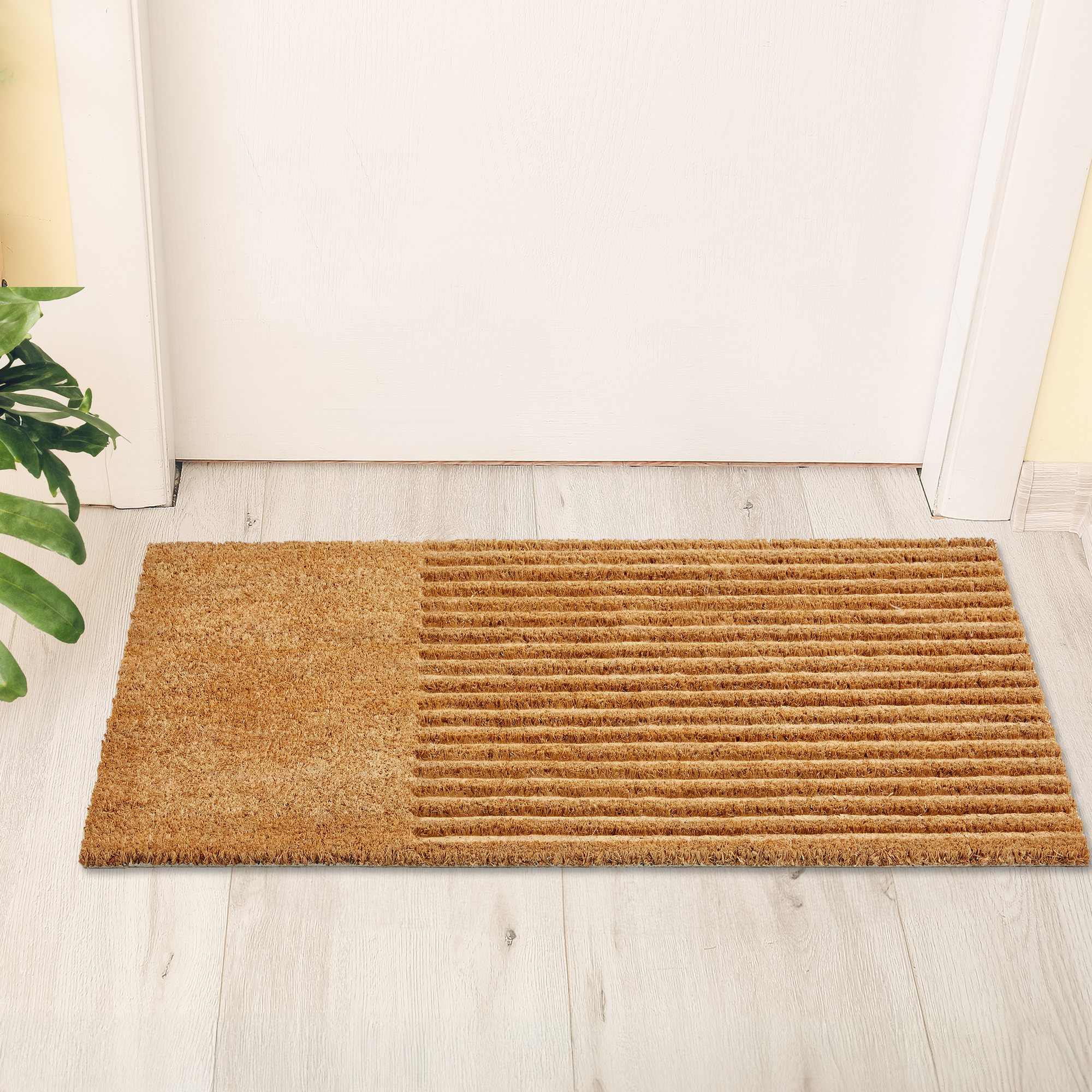 Fußmatte 'Coco Shape' ca. 45 x 75 cm Streifen natur