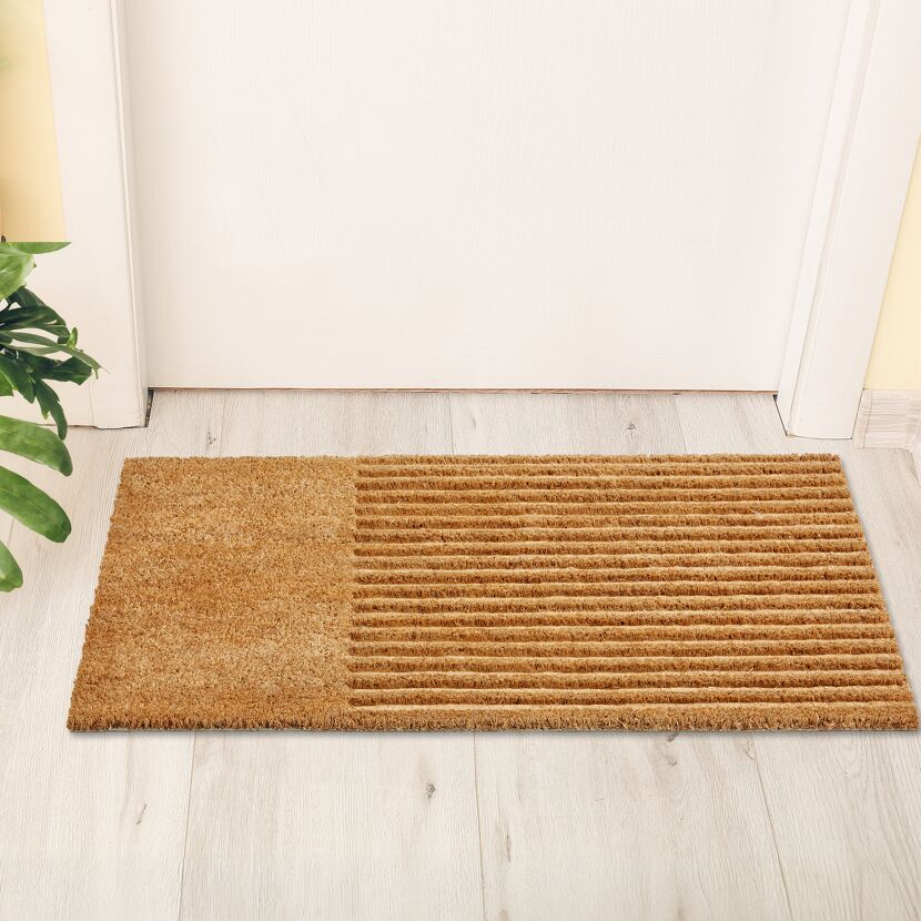 Fußmatte 'Coco Shape' ca. 45 x 75 cm Streifen natur
