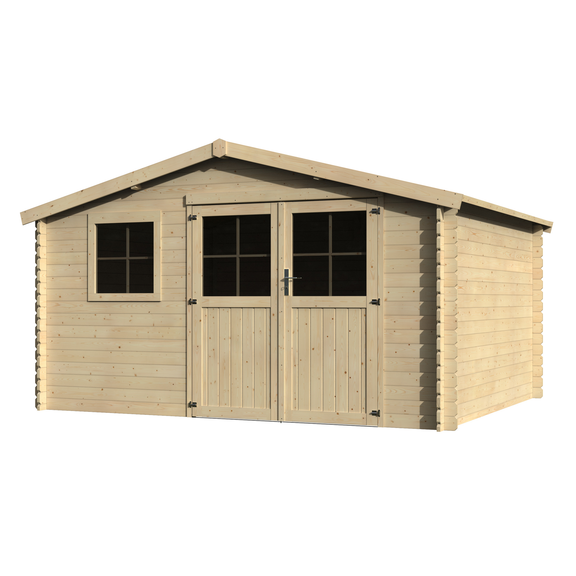 Gerätehaus 'Frévent' Fichte natur Doppeltür, Fenster mit Kunststoffverglasung 398 x 326 x 234 cm