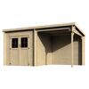 Gerätehaus 'Noa' Fichte natur Pultdach, Doppeltür mit Kunststoffverglasung 443 x 229 x 213 cm