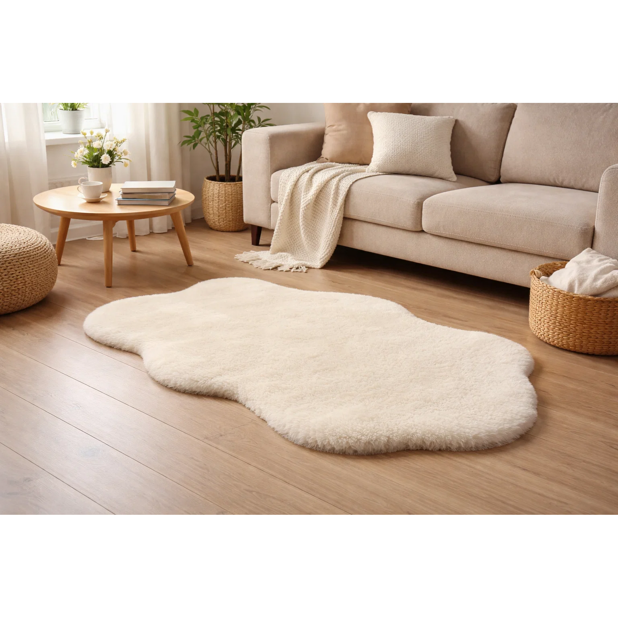 Kunstfell-Teppich ivory 118 x 170 cm