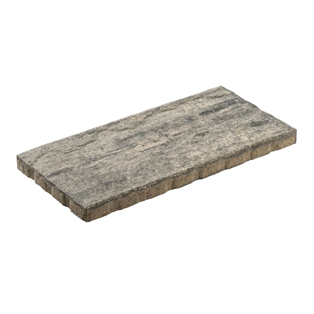 Terrassenplatte 'T-Court Glad' Beton weiß/schwarz 48 x 24 x 3 cm