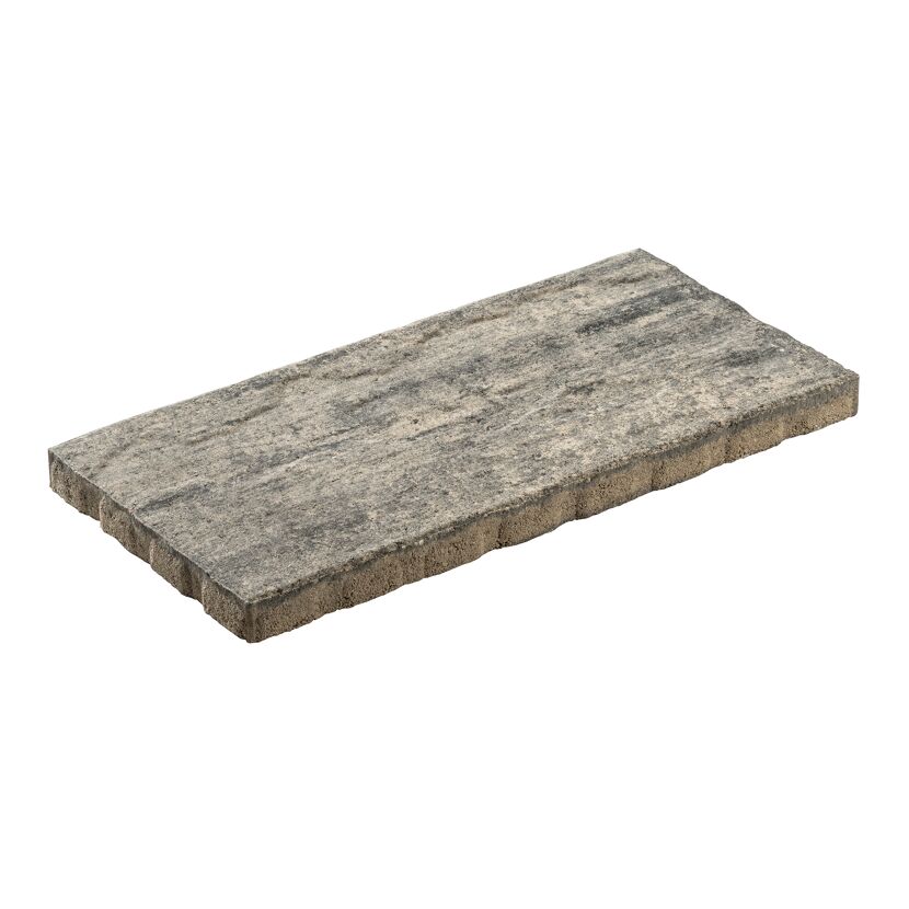 Terrassenplatte 'T-Court Glad' Beton weiß/schwarz 48 x 24 x 3 cm