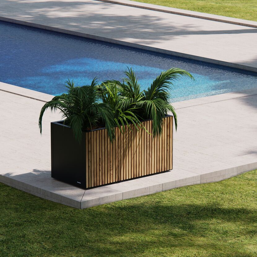 Pflanzkübel 'Deco Planter M' holzfarben/schwarz 100 x 50 x 50 cm
