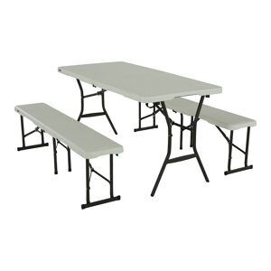 Bierzeltgarnitur Stahl/Kunststoff weiß 183 x 76 cm, 3-teilig