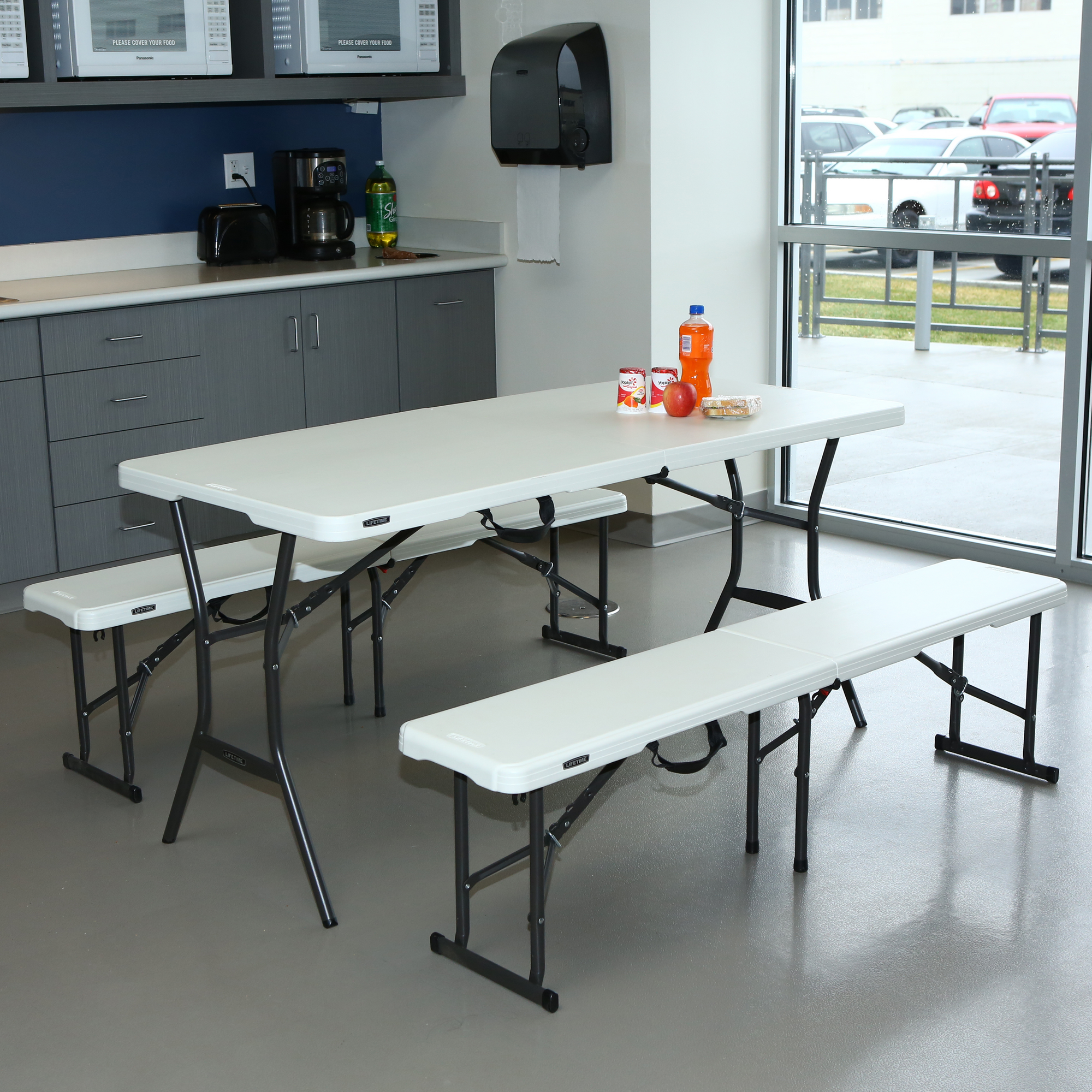 Bierzeltgarnitur Stahl/Kunststoff weiß 183 x 76 cm, 3-teilig