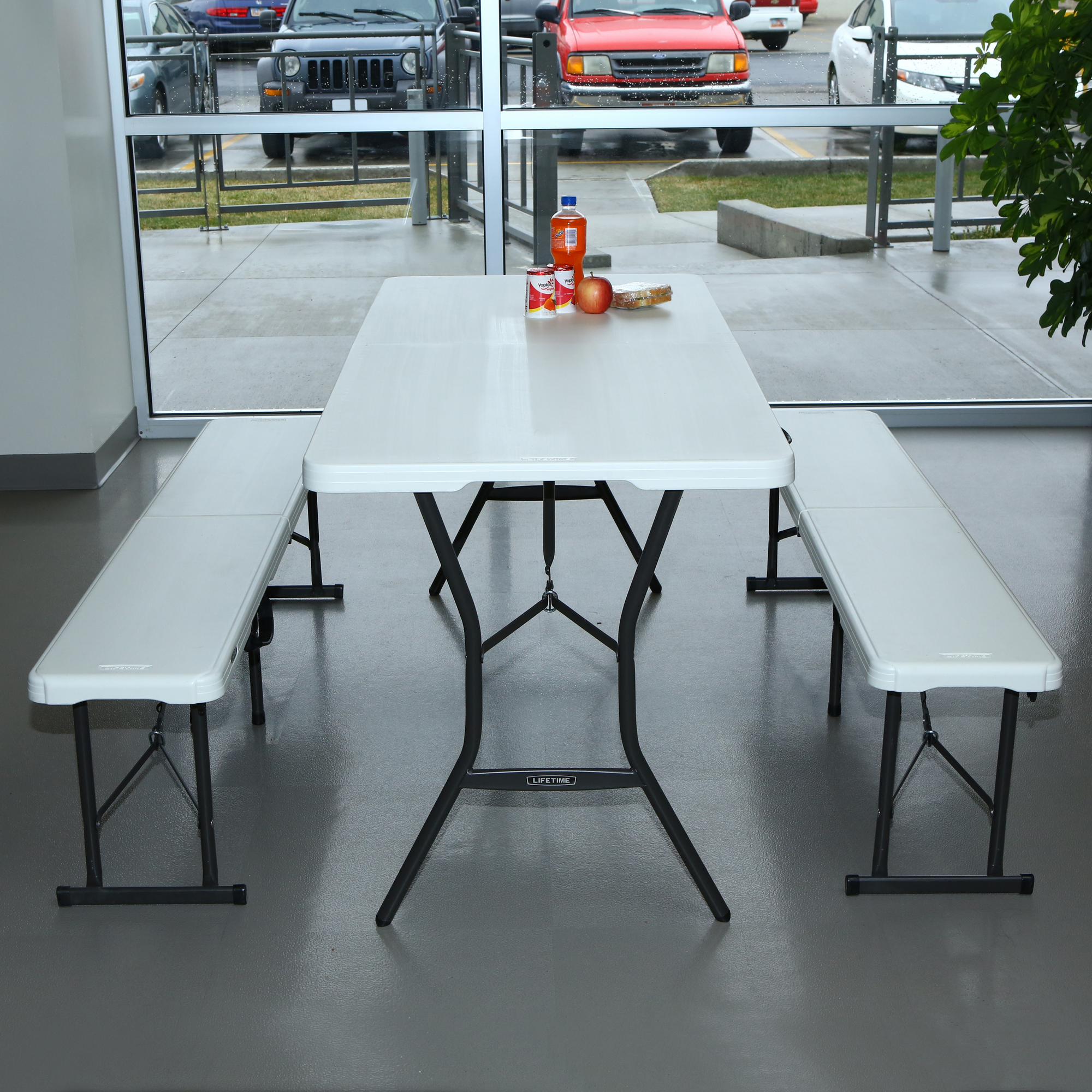 Bierzeltgarnitur Stahl/Kunststoff weiß 183 x 76 cm, 3-teilig