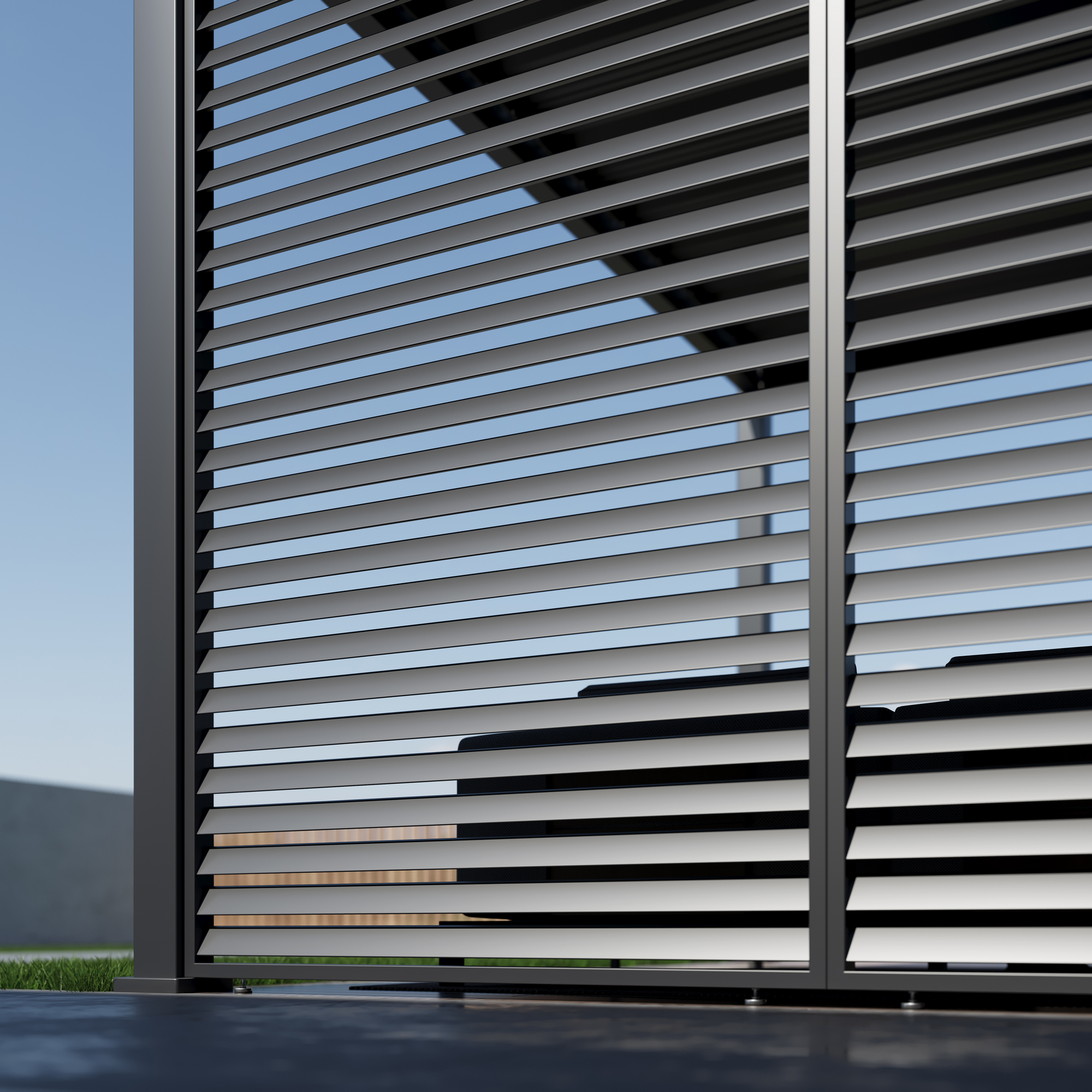 Lamellen Sichtschutz für Pergola 'Grand Tuscan 12' anthrazit 114 x 234 cm