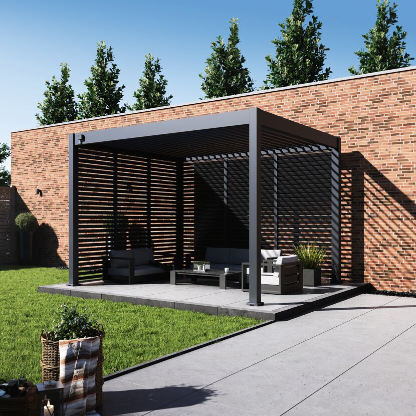 Lamellen Sichtschutz für Pergola 'Grand Tuscan 12' anthrazit 114 x 234 cm