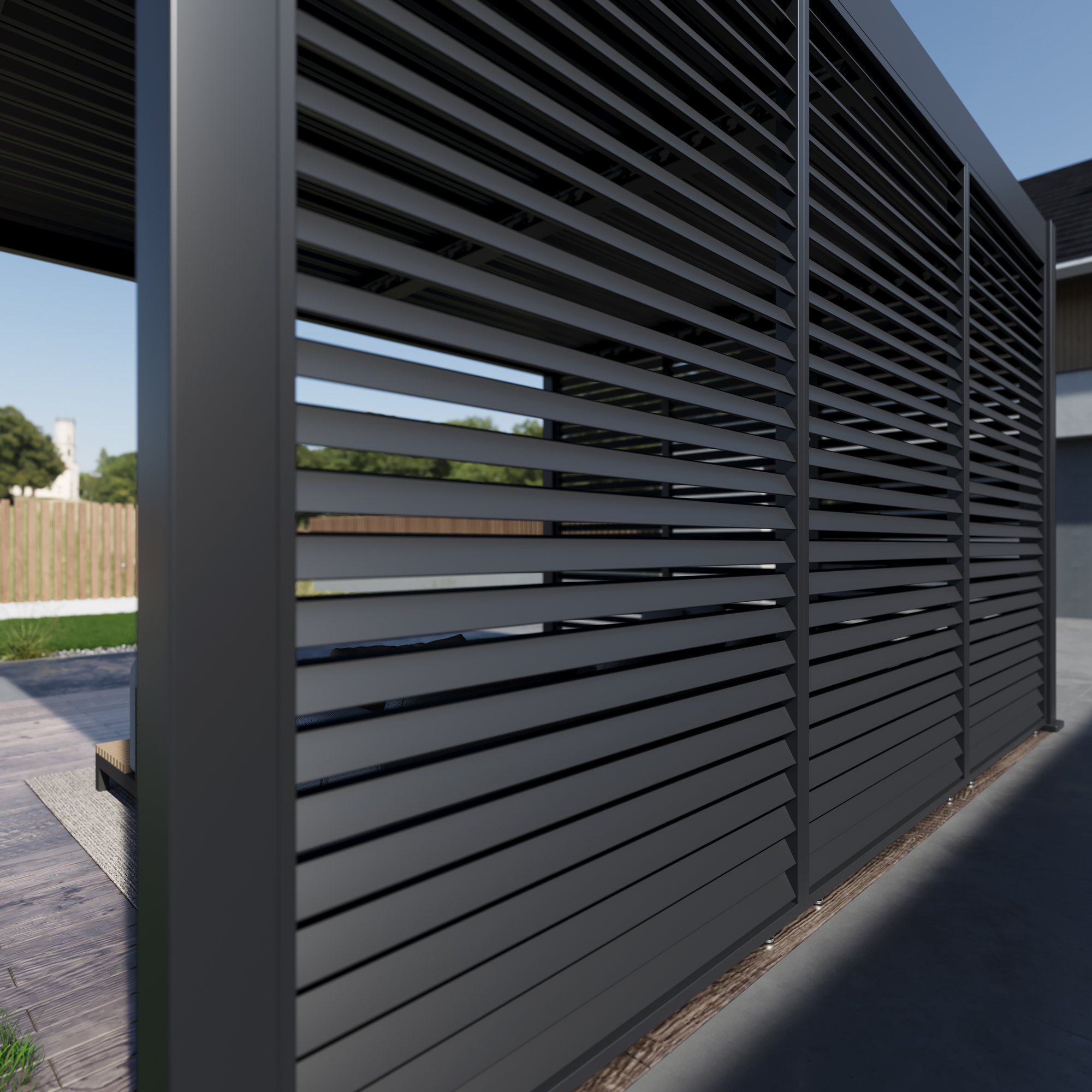 Lamellen Sichtschutz für Pergola 'Grand Tuscan 14' anthrazit 135 x 234 cm