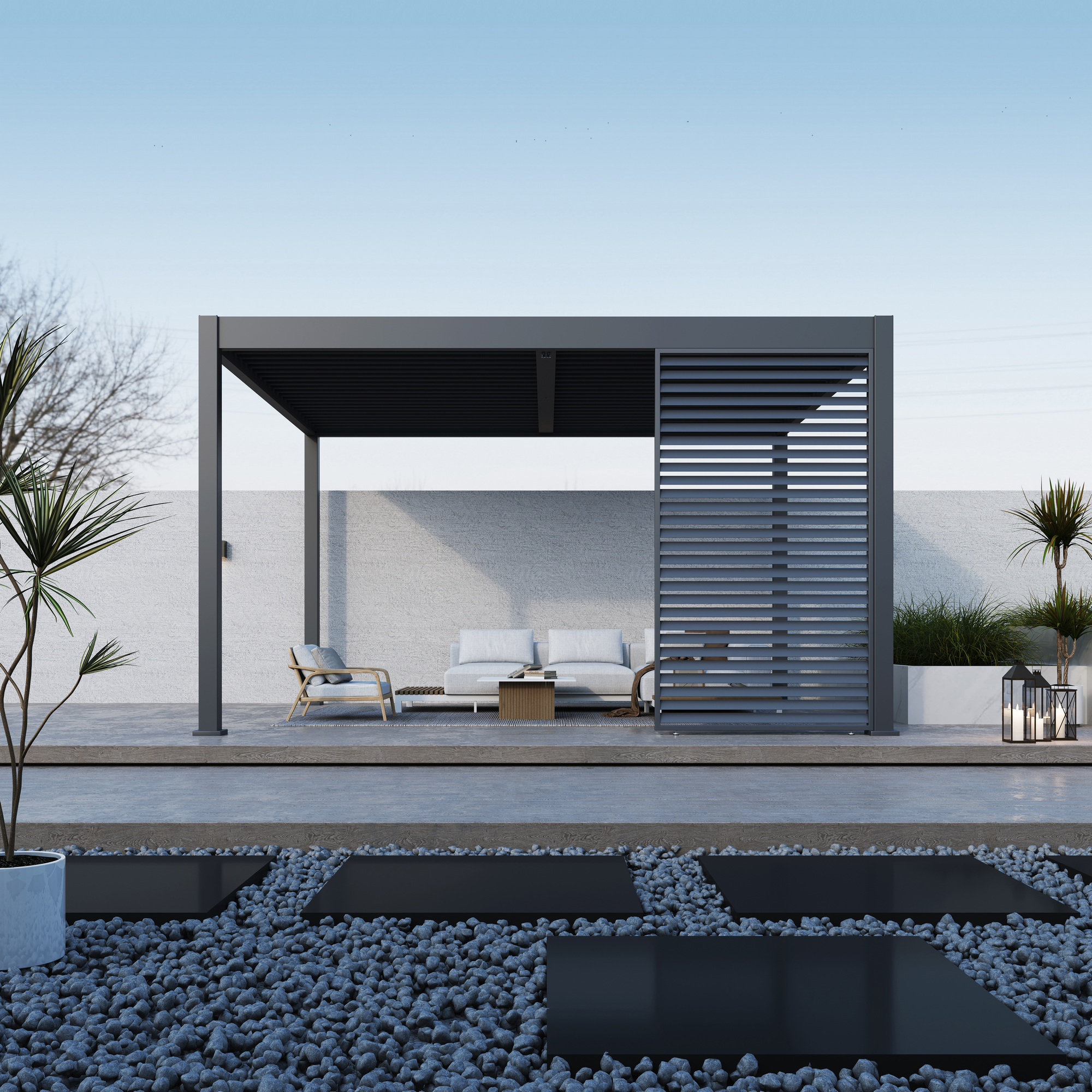 Lamellen Sichtschutz für Pergola 'Grand Tuscan 14' anthrazit 135 x 234 cm