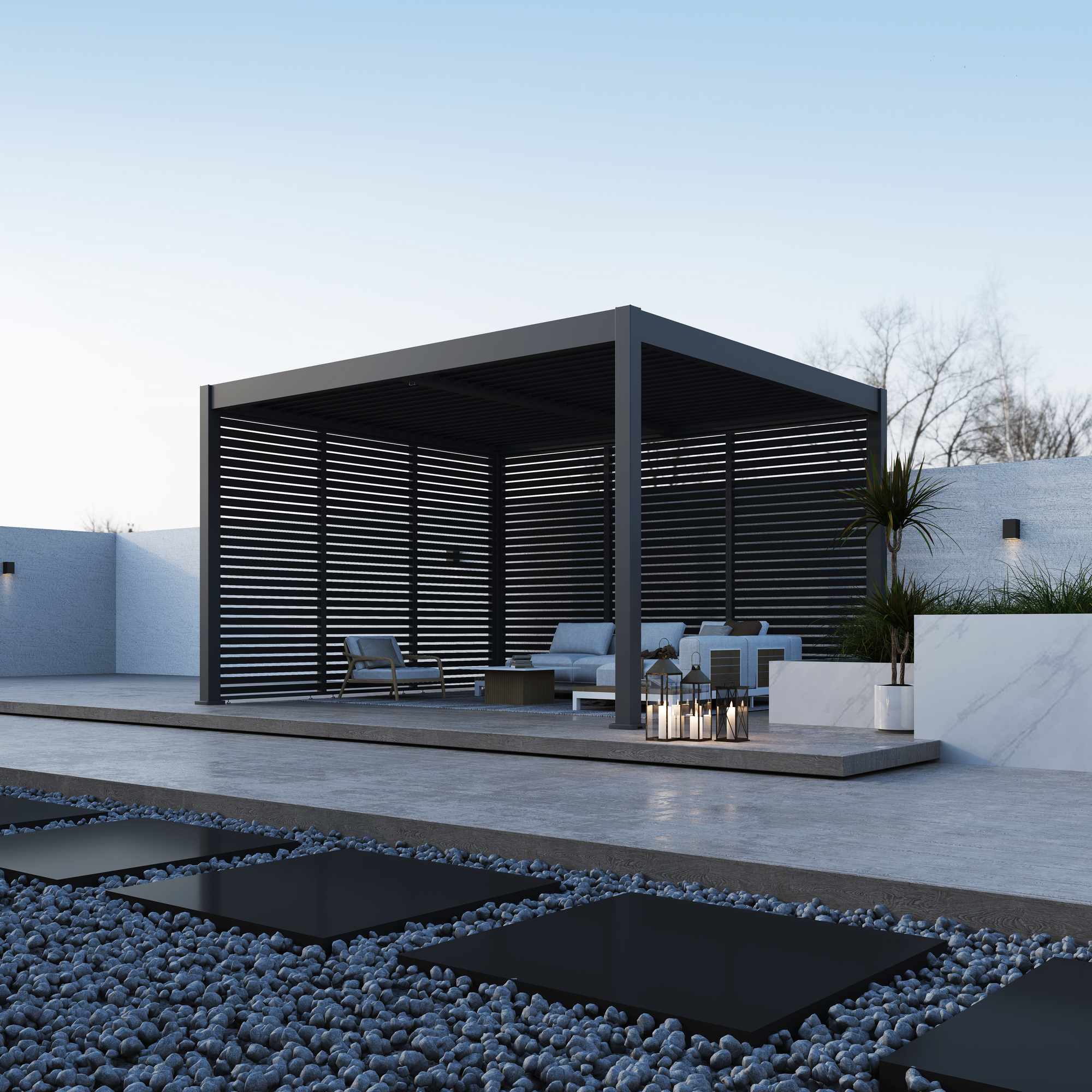 Lamellen Sichtschutz für Pergola 'Grand Tuscan 14' anthrazit 135 x 234 cm