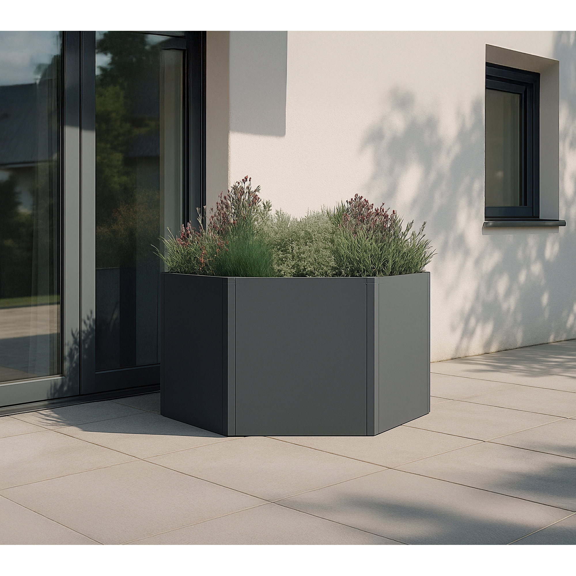 Hochbeet 'Varia 52' Stahl sechseckig anthrazit Ø 100 x 52 cm