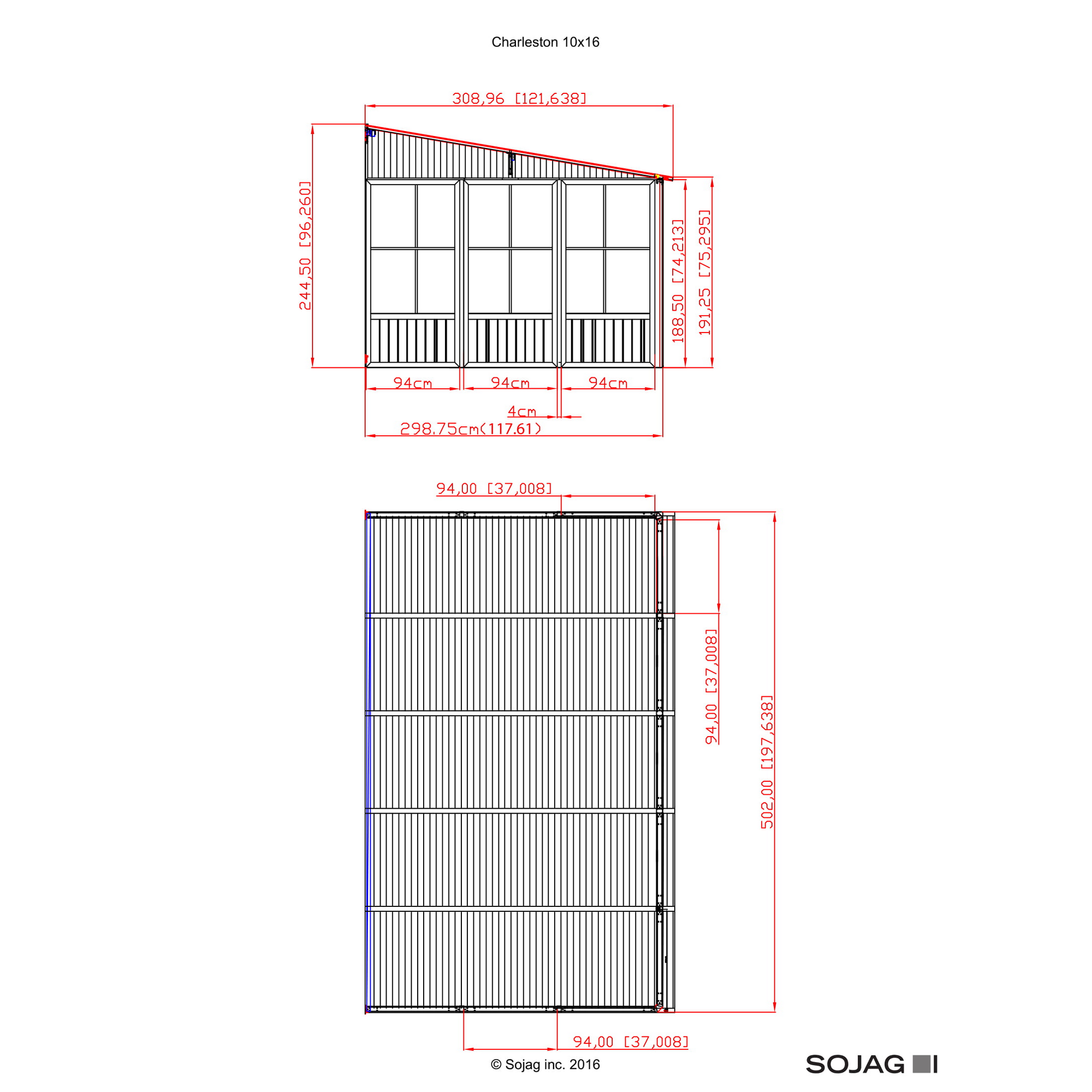 Kaltwintergarten 'Mural 1016' anthrazit 309 x 502 cm, mit Hardtop