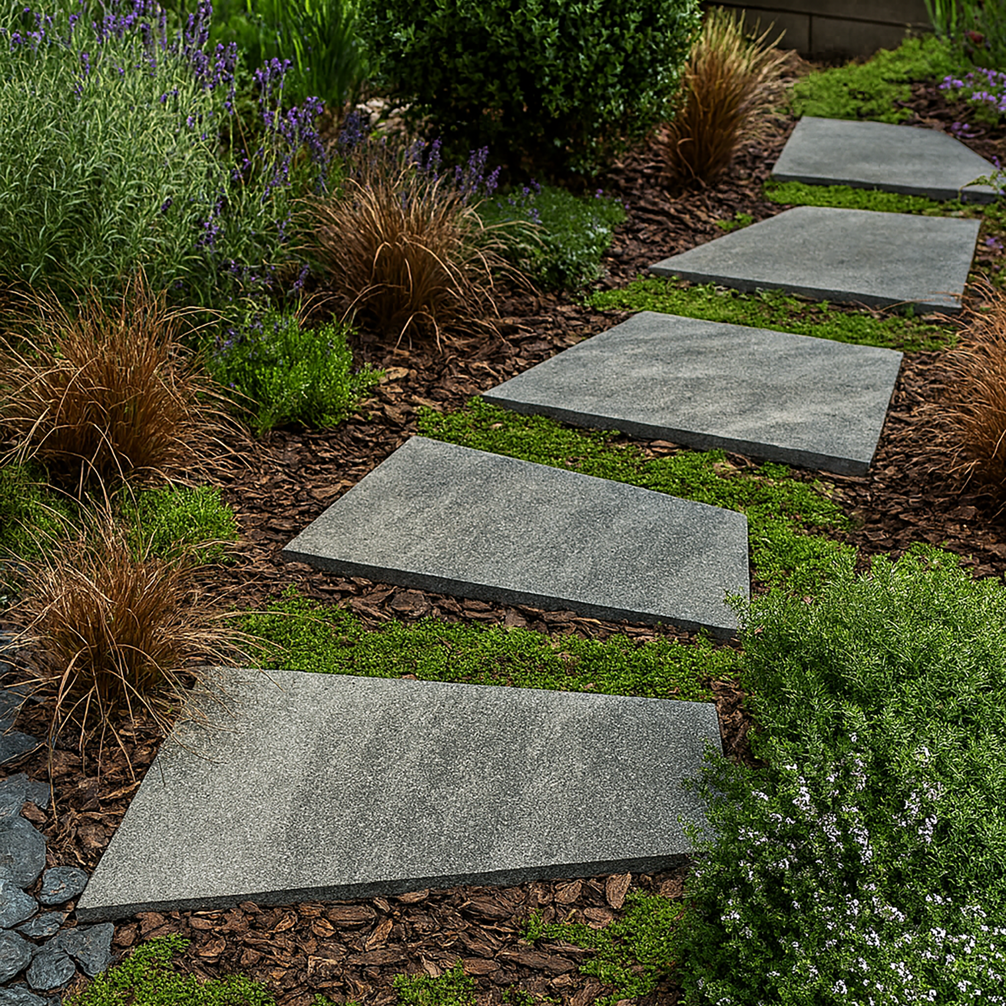 Terrassenplatte 'T-Court Linea' Beton weiß/schwarz 50 x 30 x 4 cm