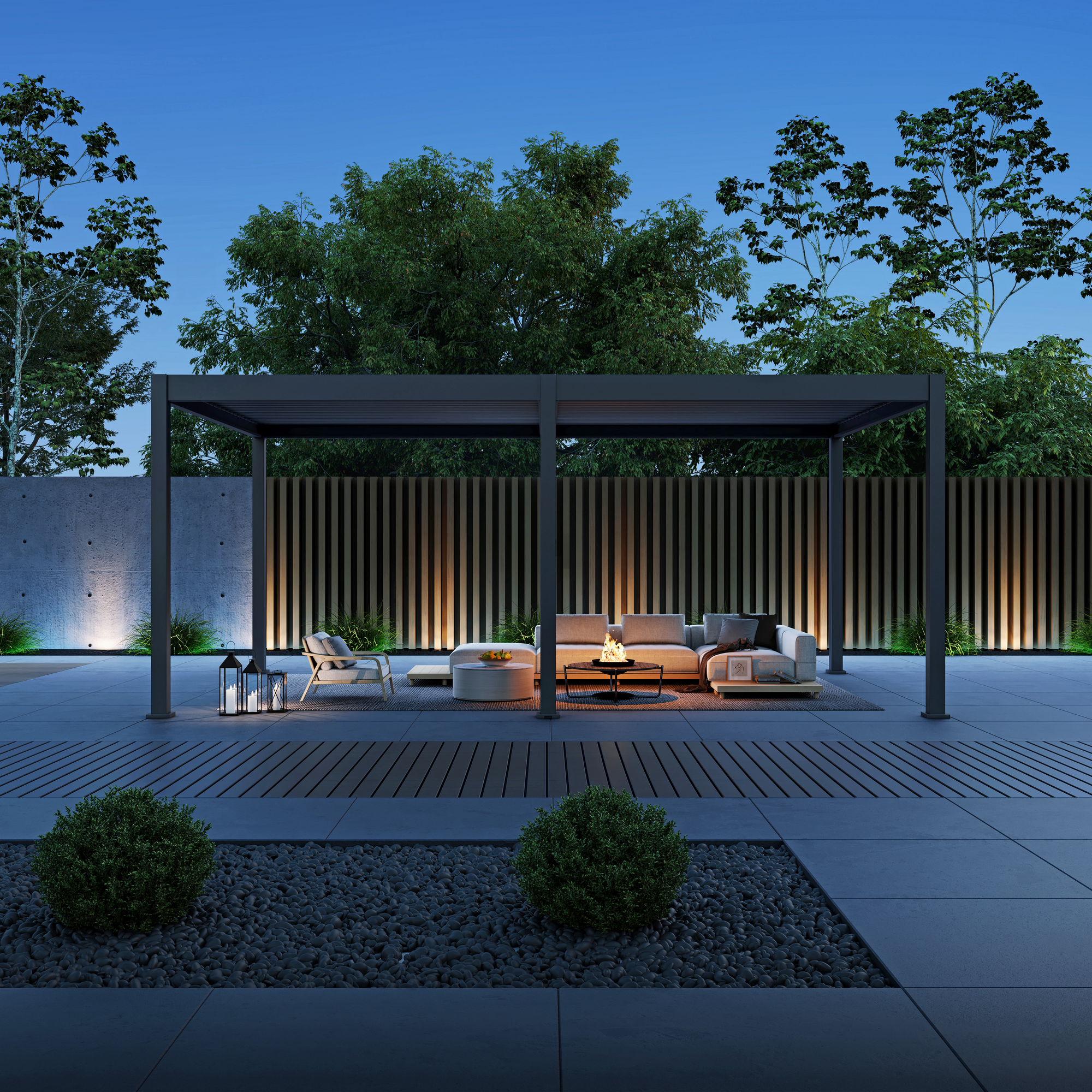 Pergola 'Grand Tuscan 1220' inklusive Lamellendach anthrazit 599 x 370 x 256 cm