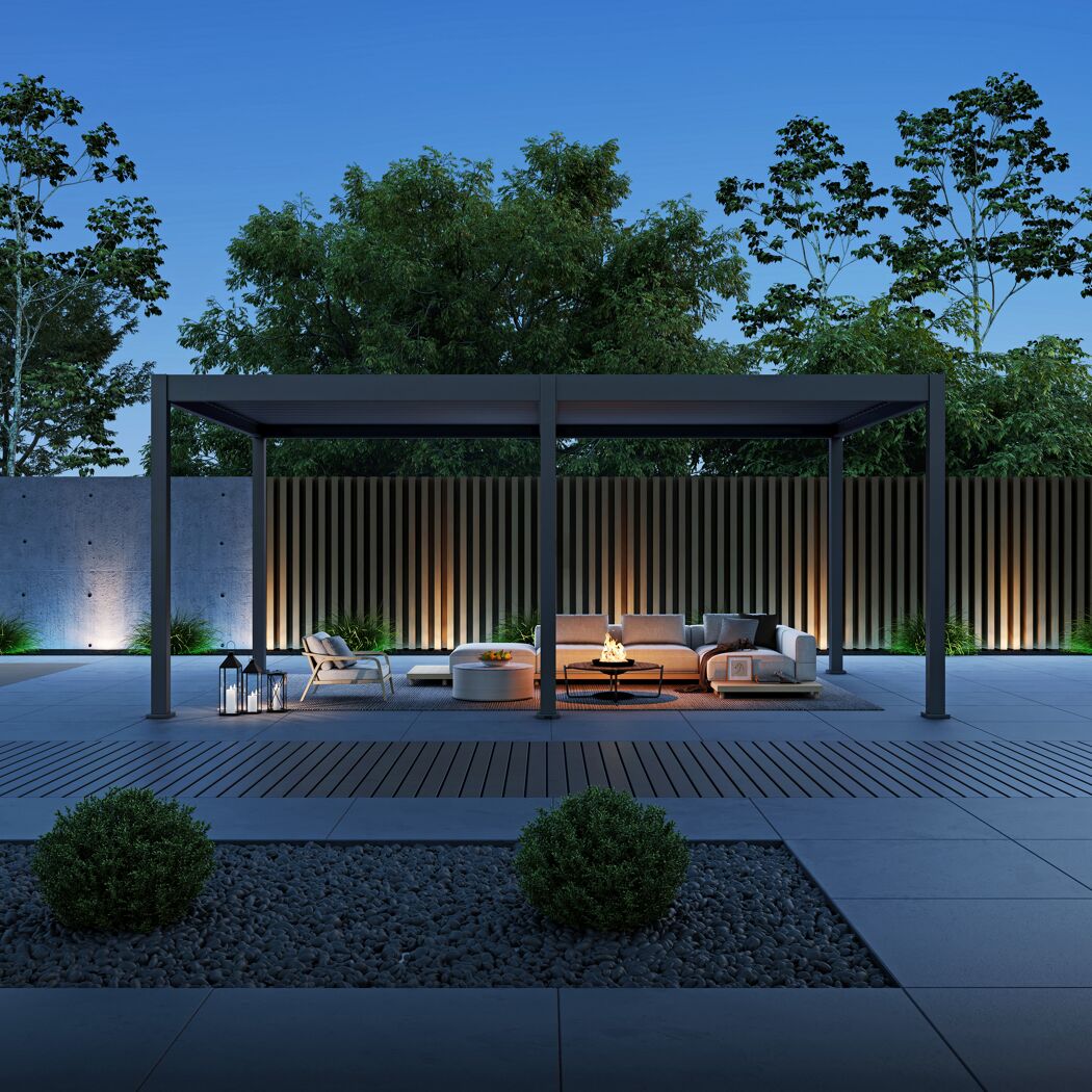 Pergola 'Grand Tuscan 1220' inklusive Lamellendach anthrazit 599 x 370 x 256 cm