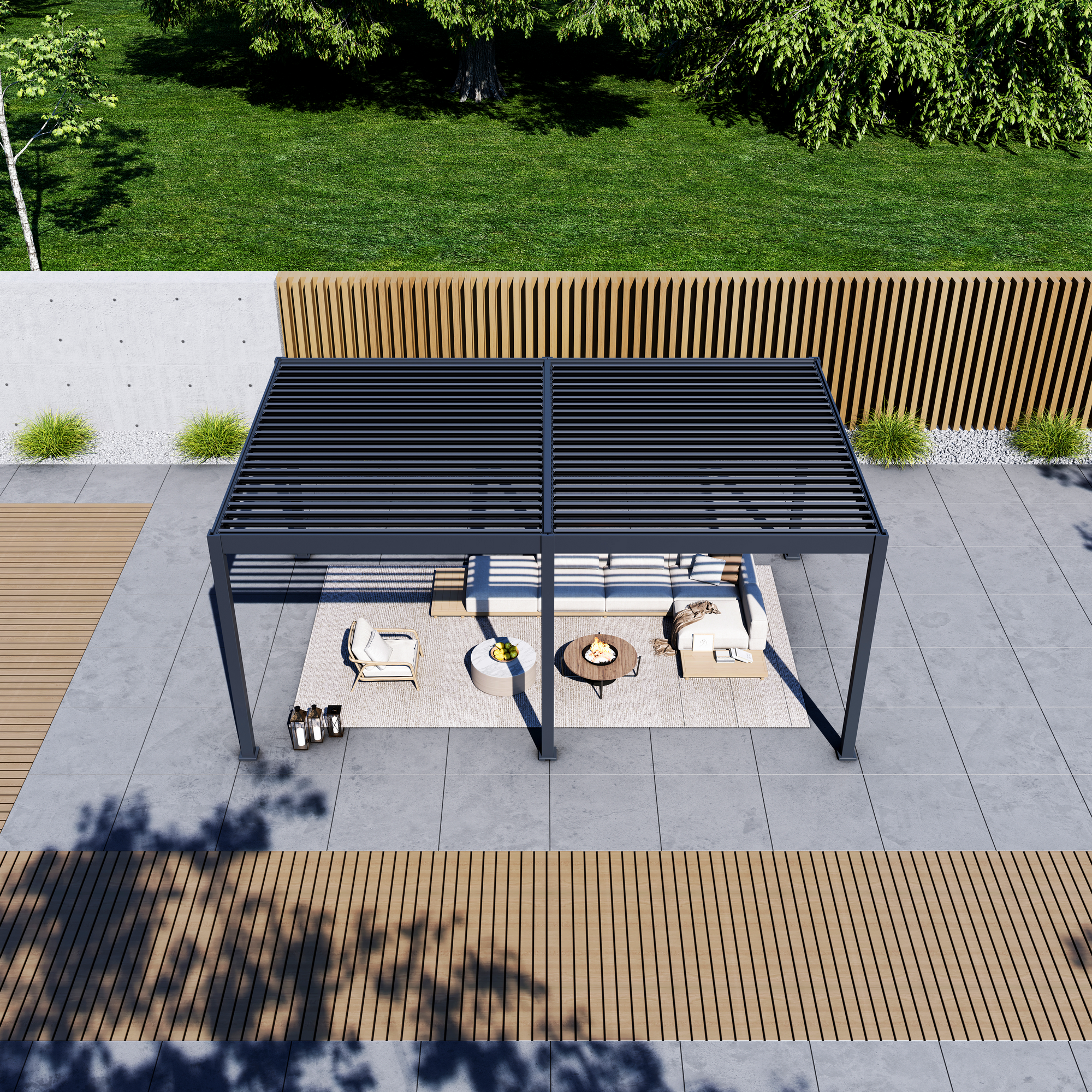 Pergola 'Grand Tuscan 1220' inklusive Lamellendach anthrazit 599 x 370 x 256 cm