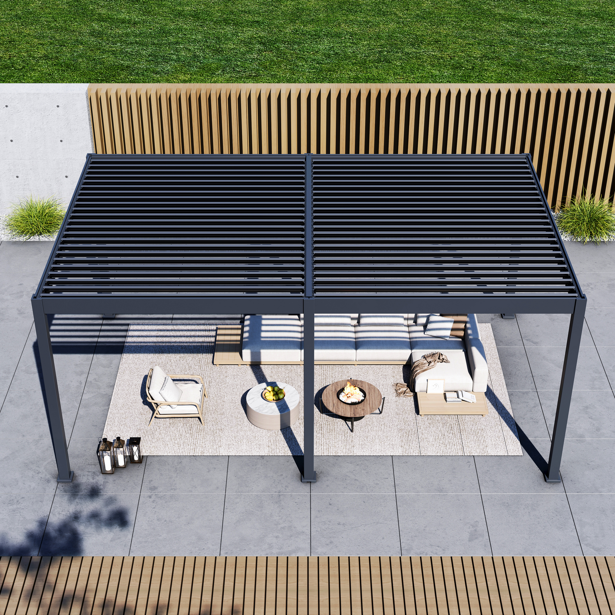 Pergola 'Grand Tuscan 1220' inklusive Lamellendach anthrazit 599 x 370 x 256 cm