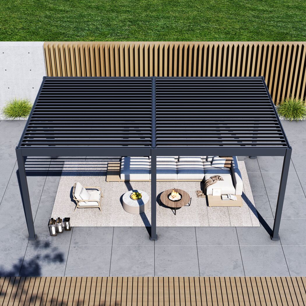 Pergola 'Grand Tuscan 1220' inklusive Lamellendach anthrazit 599 x 370 x 256 cm