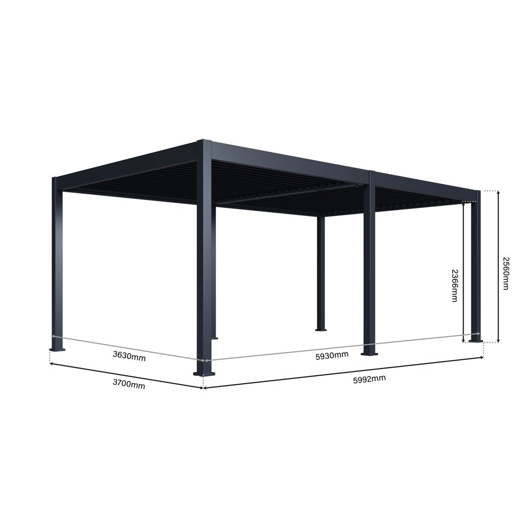 Pergola 'Grand Tuscan 1220' inklusive Lamellendach anthrazit 599 x 370 x 256 cm