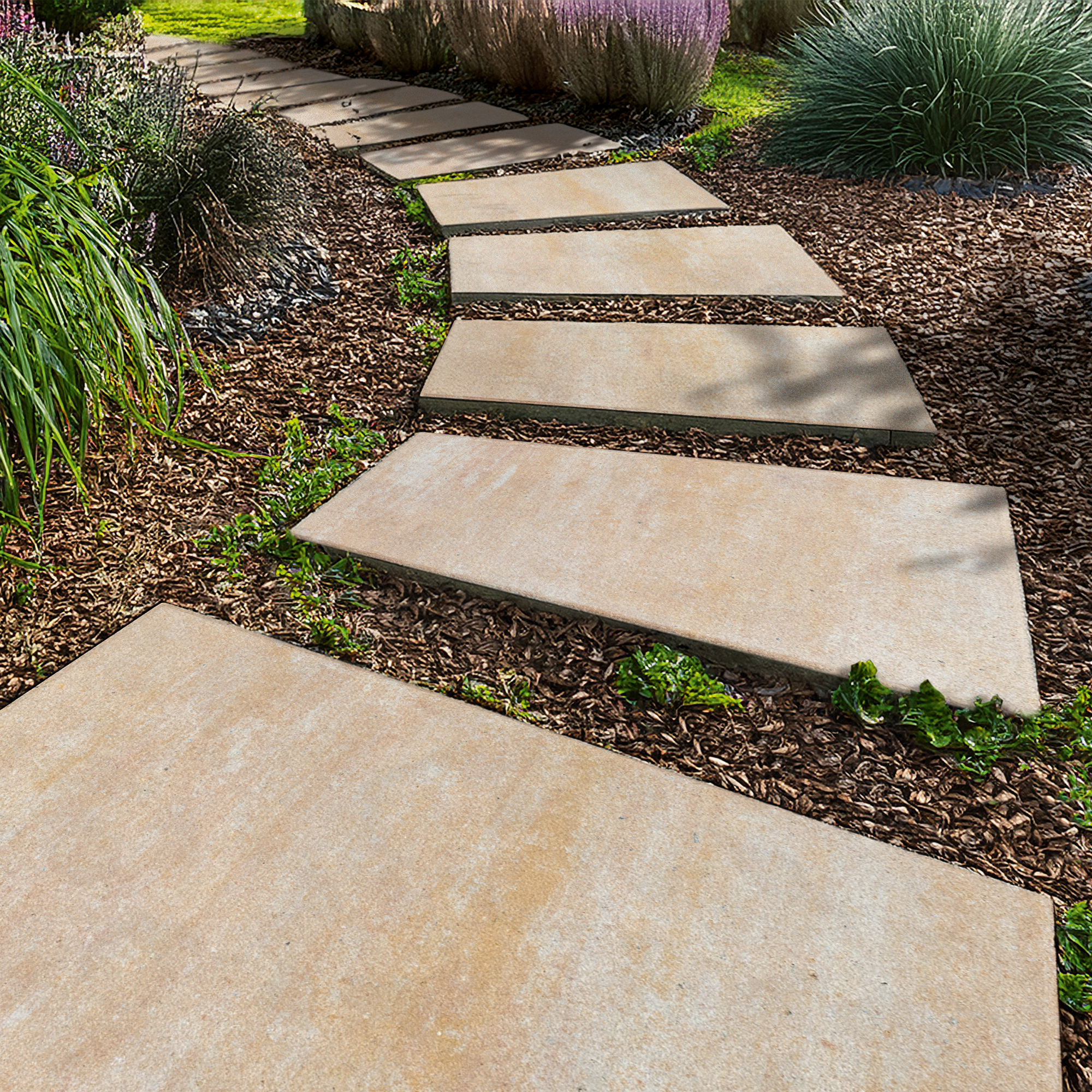 Terrassenplatte 'T-Court Linea' Beton sandweiß 50 x 30 x 4 cm